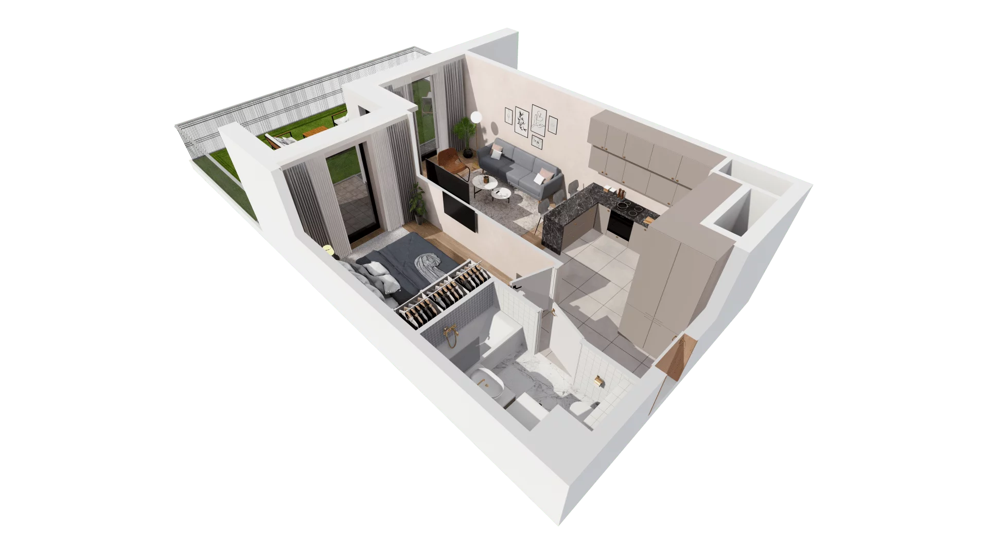 Mieszkanie 41,89 m², parter, oferta nr B1-00-7A, Francuska Park, Katowice, Osiedle Paderewskiego-Muchowiec, Muchowiec, ul. Szybowcowa