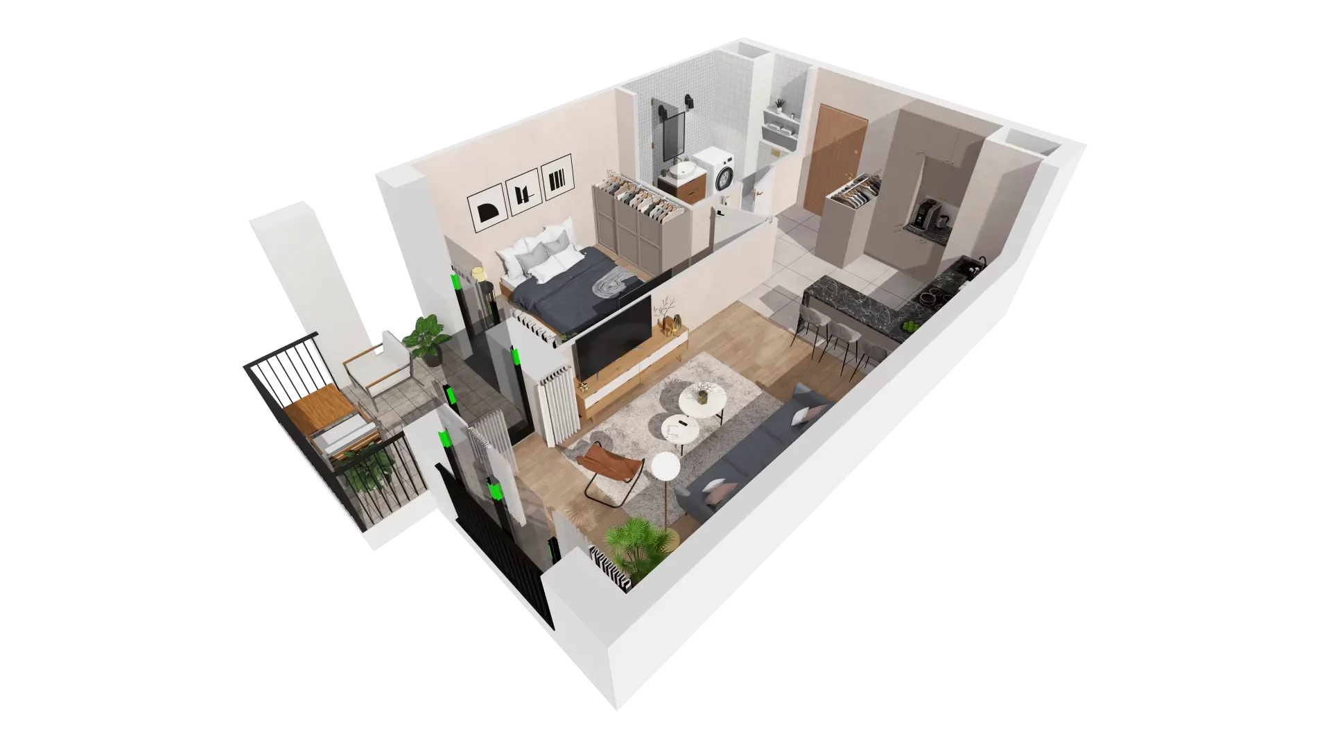 Mieszkanie 43,27 m², piętro 1, oferta nr B1-01-14A, Francuska Park, Katowice, Osiedle Paderewskiego-Muchowiec, Muchowiec, ul. Szybowcowa