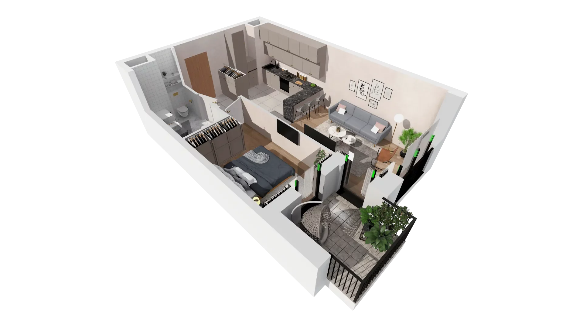 Mieszkanie 43,43 m², piętro 3, oferta nr B1-03-29A, Francuska Park, Katowice, Osiedle Paderewskiego-Muchowiec, Muchowiec, ul. Szybowcowa