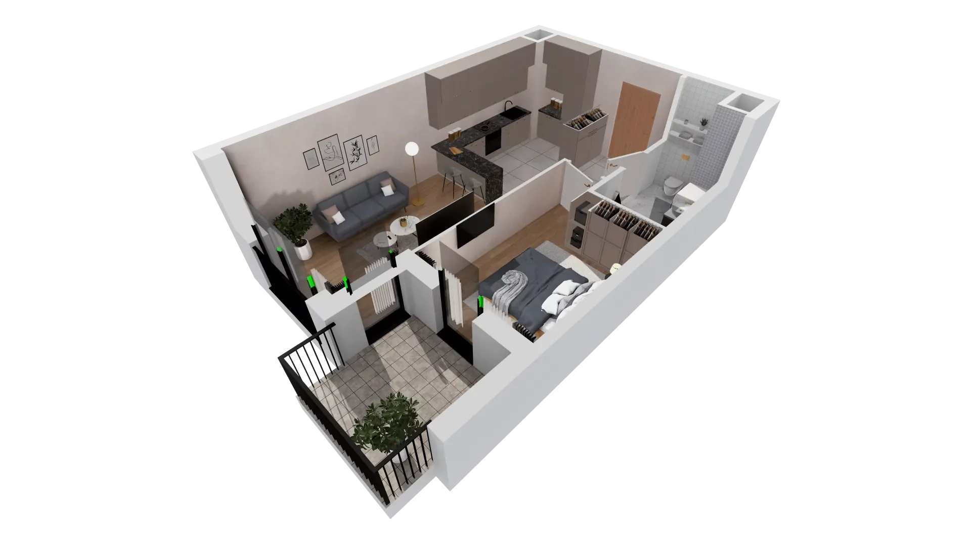 Mieszkanie 42,96 m², piętro 1, oferta nr B2-01-12B, Francuska Park, Katowice, Osiedle Paderewskiego-Muchowiec, Muchowiec, ul. Szybowcowa