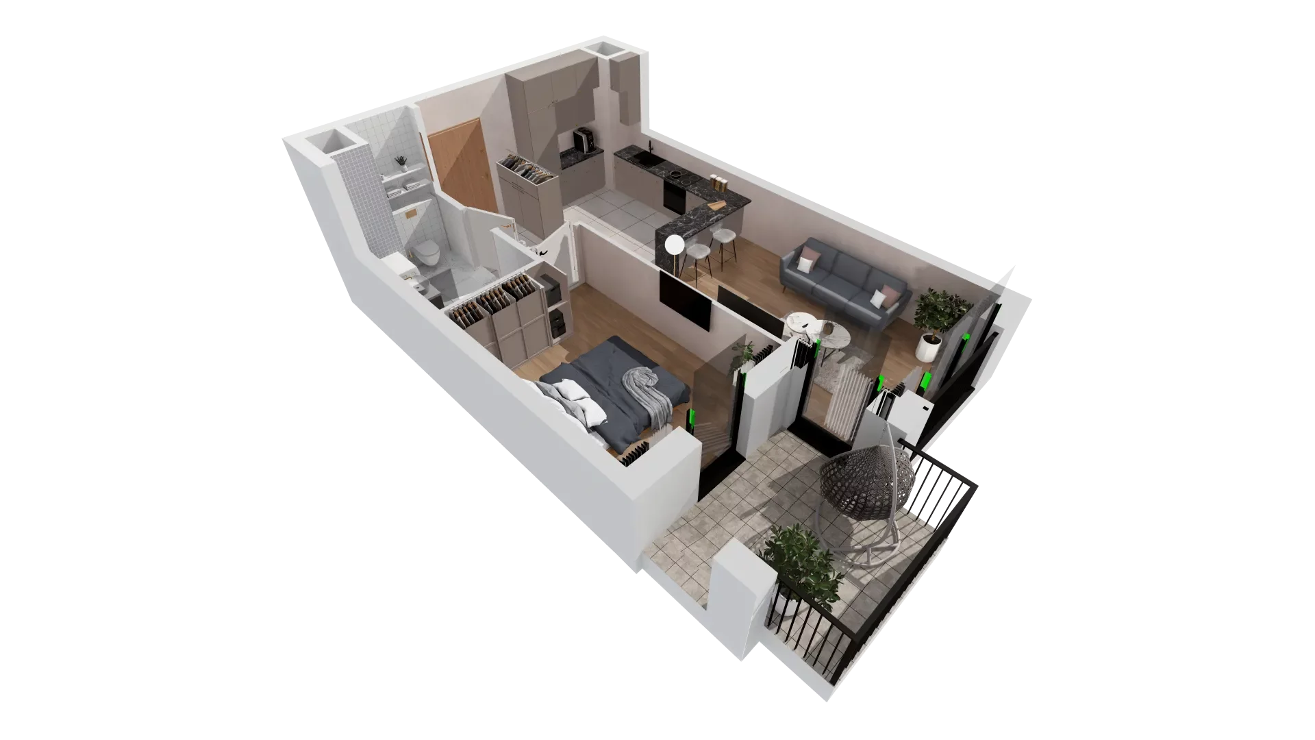 Mieszkanie 43,89 m², piętro 1, oferta nr B2-01-15B, Francuska Park, Katowice, Osiedle Paderewskiego-Muchowiec, Muchowiec, ul. Szybowcowa