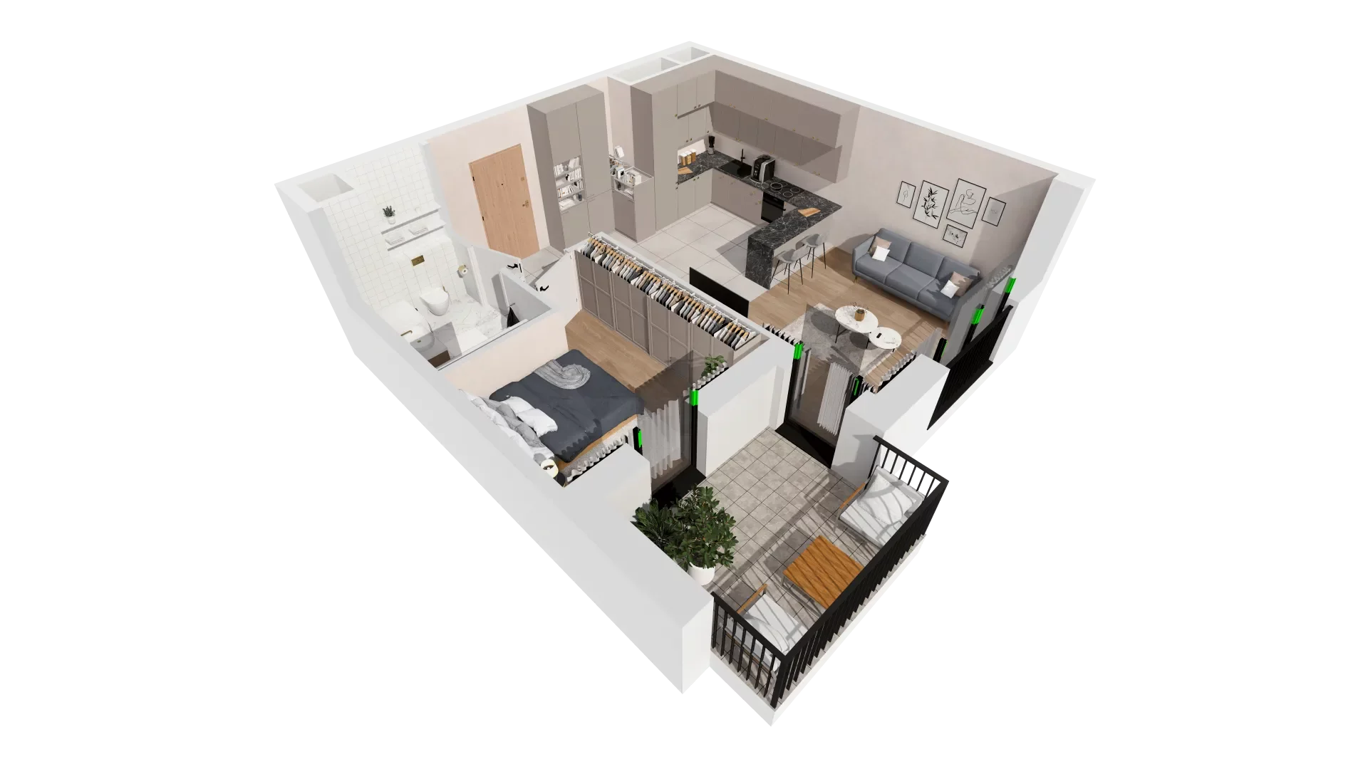 Mieszkanie 44,52 m², piętro 1, oferta nr B2-01-5A, Francuska Park, Katowice, Osiedle Paderewskiego-Muchowiec, Muchowiec, ul. Szybowcowa