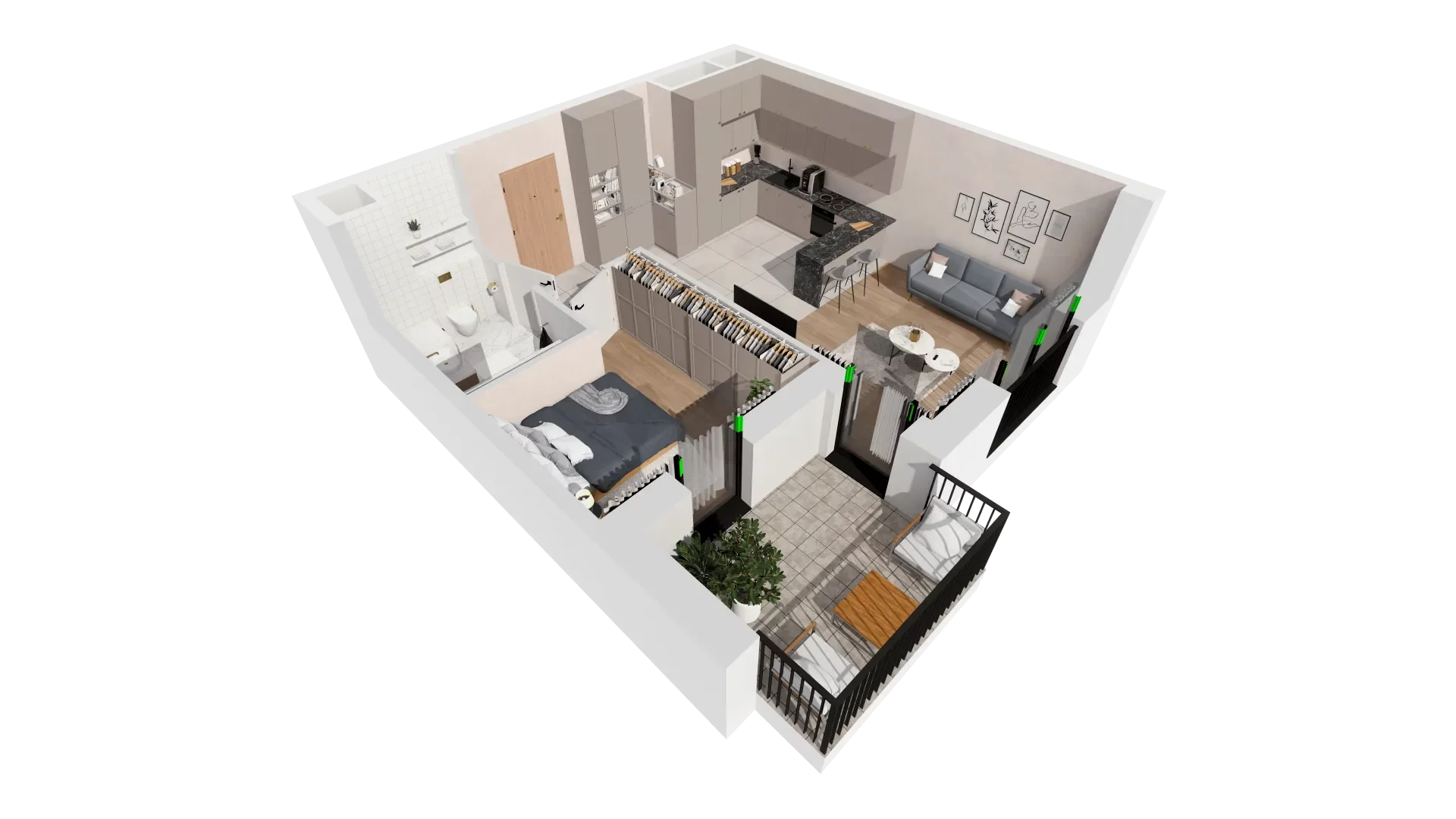 Mieszkanie 44,54 m², piętro 5, oferta nr B2-05-25A, Francuska Park, Katowice, Osiedle Paderewskiego-Muchowiec, Muchowiec, ul. Szybowcowa