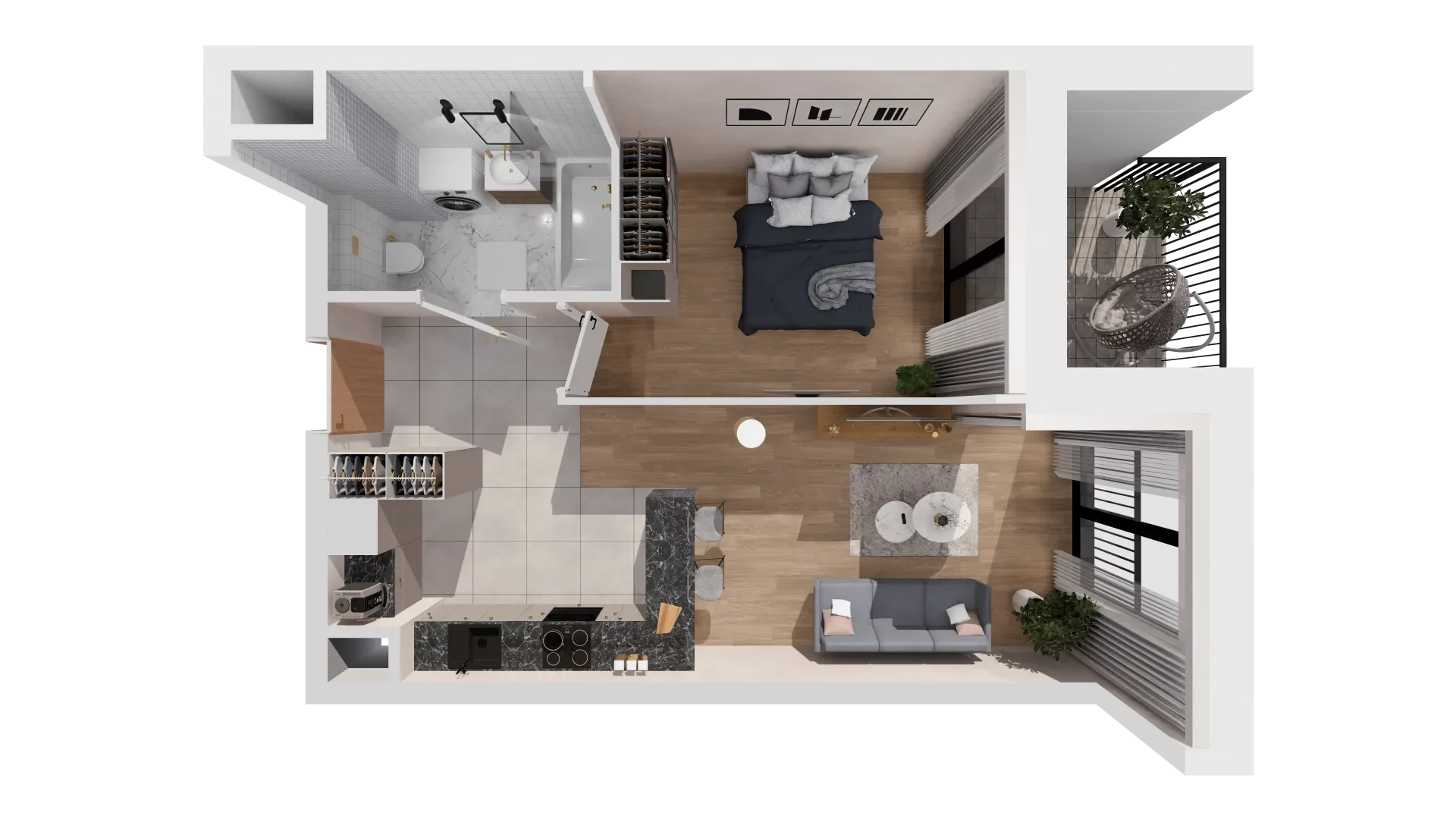 2 pokoje, mieszkanie 43,05 m², piętro 2, oferta nr B2-02-23B, Francuska Park, Katowice, Osiedle Paderewskiego-Muchowiec, Muchowiec, ul. Szybowcowa