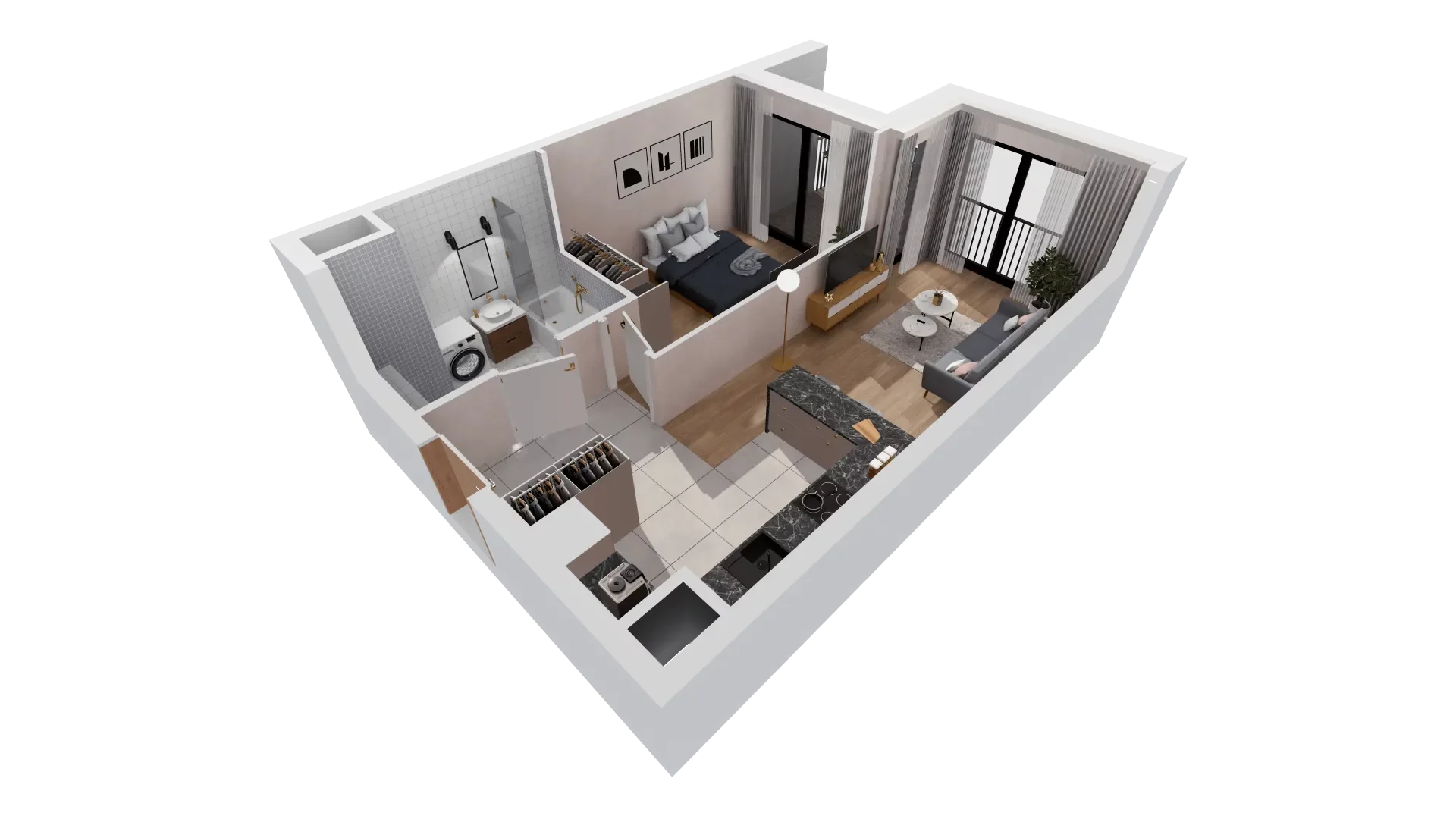 2 pokoje, mieszkanie 43,05 m², piętro 2, oferta nr B2-02-23B, Francuska Park, Katowice, Osiedle Paderewskiego-Muchowiec, Muchowiec, ul. Szybowcowa