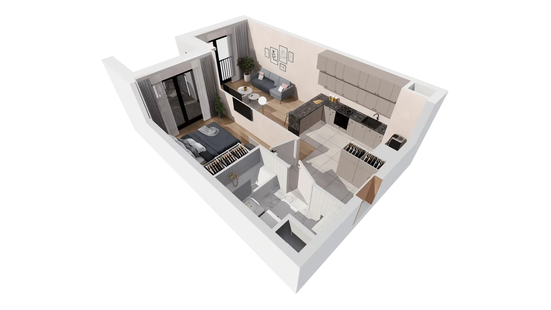 2 pokoje, mieszkanie 43,05 m², piętro 2, oferta nr B2-02-23B, Francuska Park, Katowice, Osiedle Paderewskiego-Muchowiec, Muchowiec, ul. Szybowcowa
