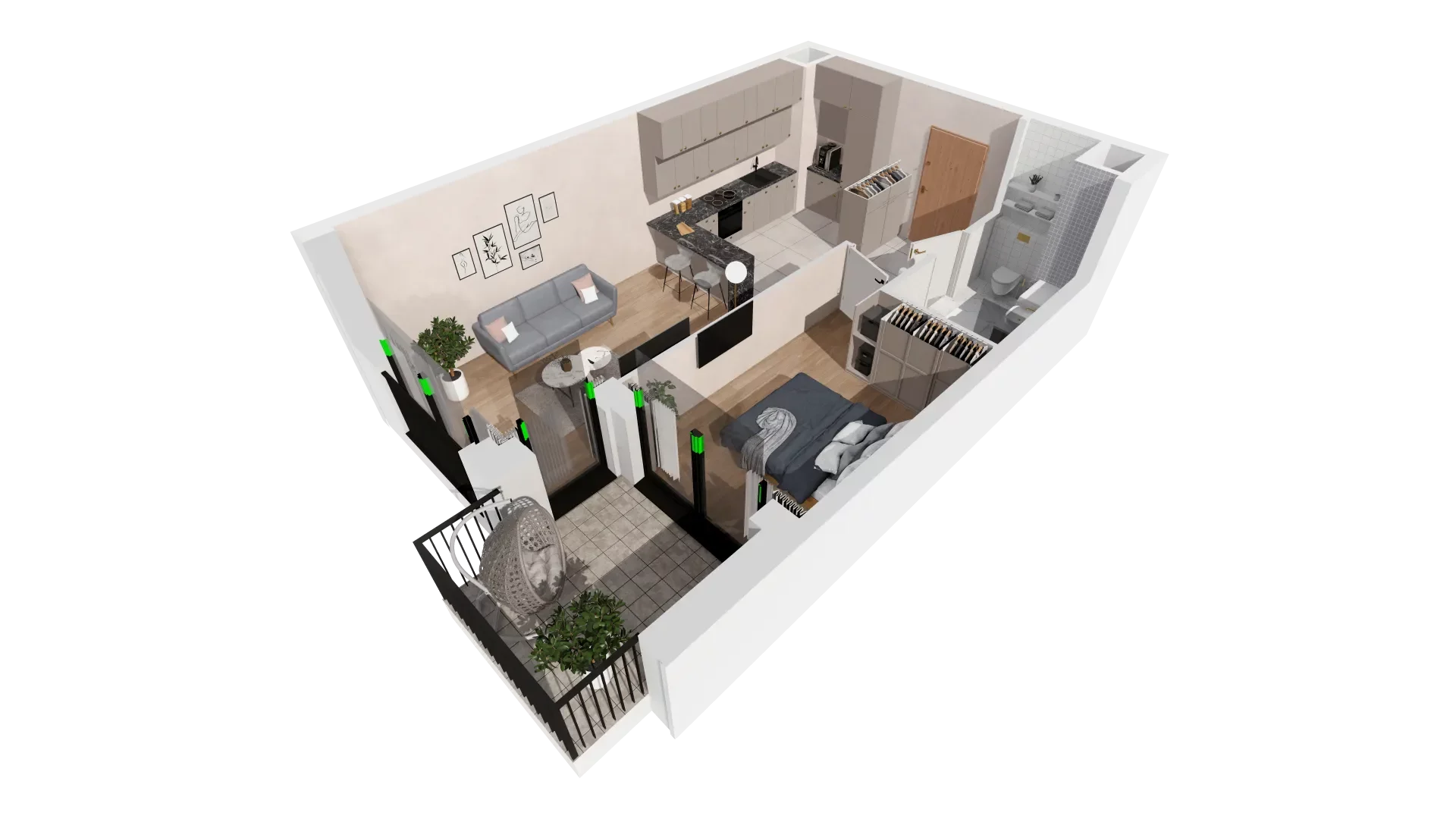 2 pokoje, mieszkanie 43,05 m², piętro 2, oferta nr B2-02-23B, Francuska Park, Katowice, Osiedle Paderewskiego-Muchowiec, Muchowiec, ul. Szybowcowa