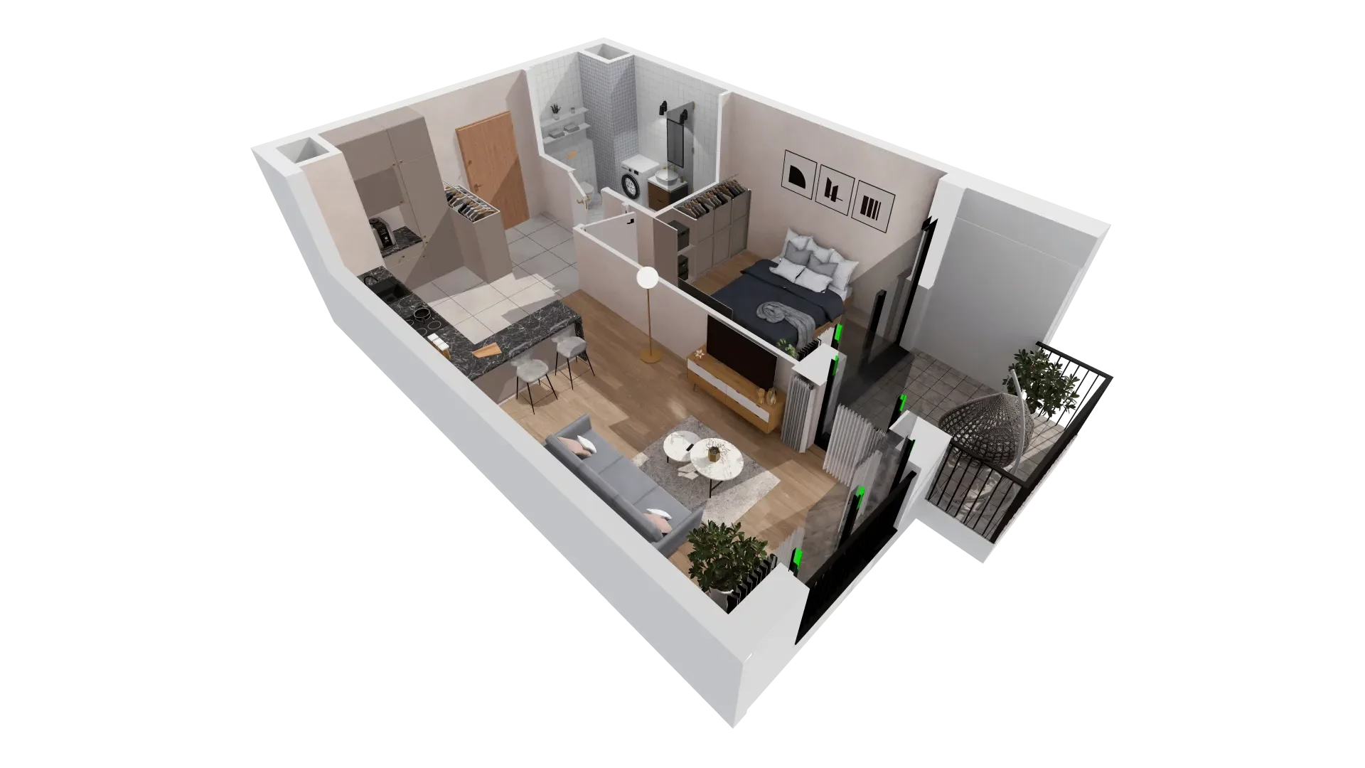 2 pokoje, mieszkanie 43,05 m², piętro 2, oferta nr B2-02-23B, Francuska Park, Katowice, Osiedle Paderewskiego-Muchowiec, Muchowiec, ul. Szybowcowa