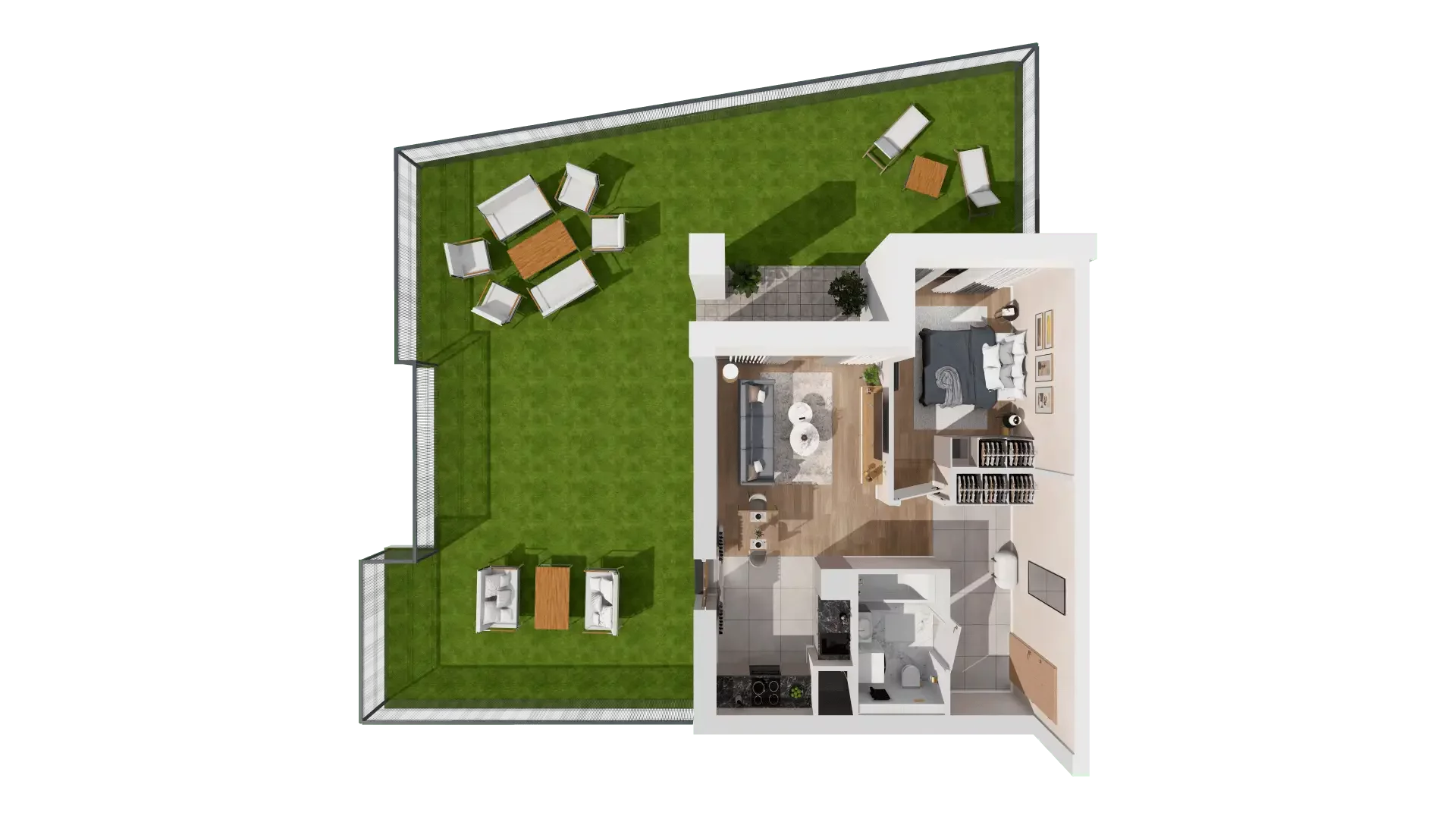 2 pokoje, mieszkanie 44,46 m², parter, oferta nr 1A.0.03, Francuska Park VIIIB, Katowice, Osiedle Paderewskiego-Muchowiec, Muchowiec, ul. Szybowcowa