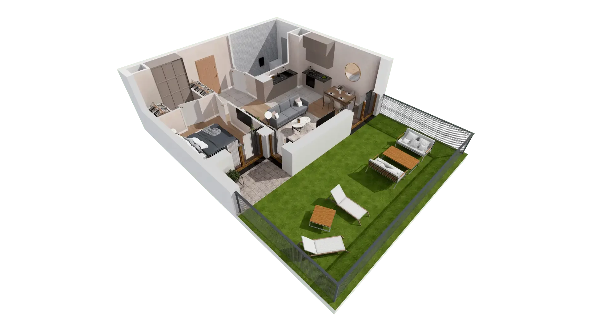 2 pokoje, mieszkanie 47,10 m², parter, oferta nr 1A.0.04, Francuska Park VIIIB, Katowice, Osiedle Paderewskiego-Muchowiec, Muchowiec, ul. Szybowcowa