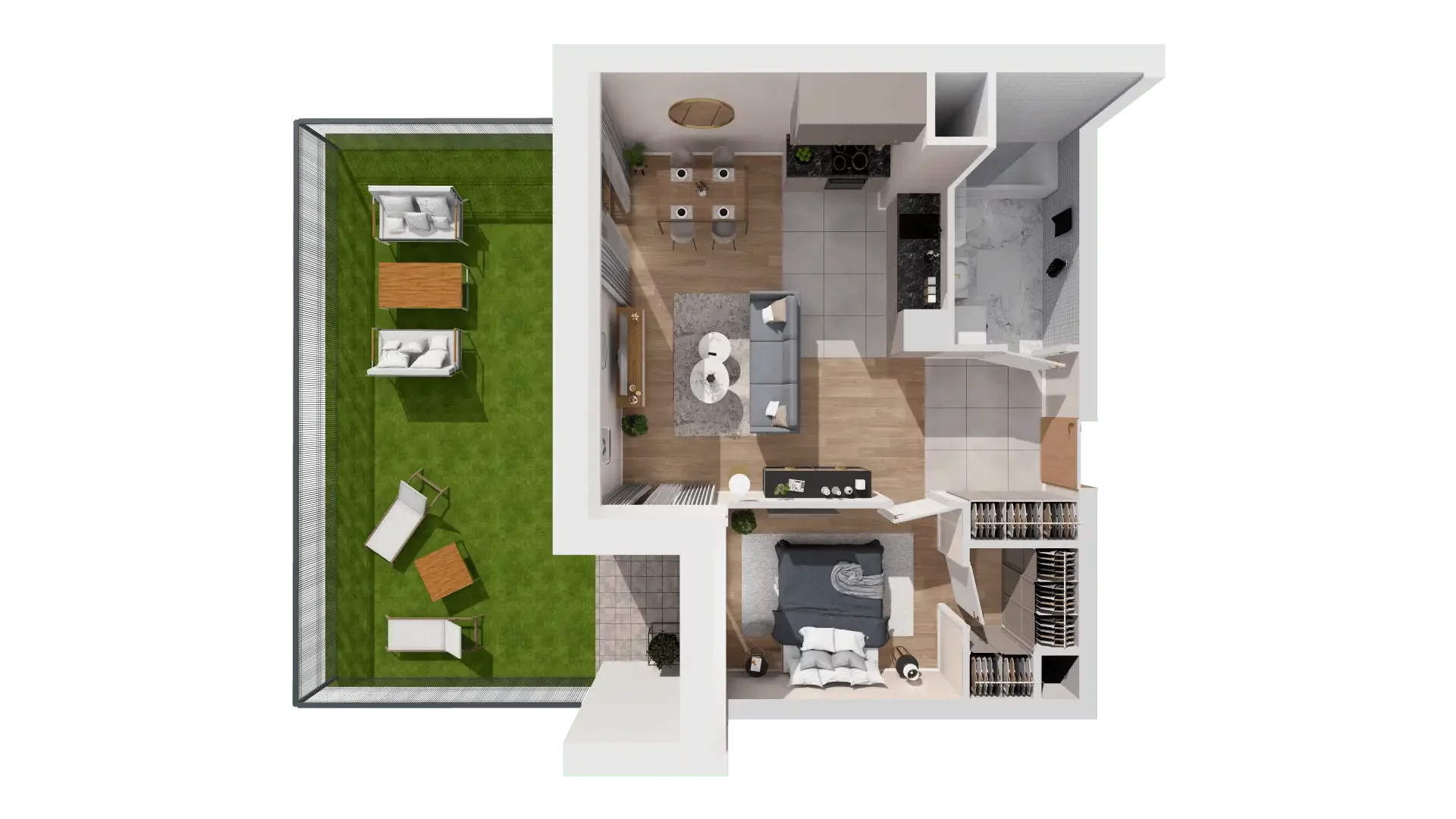 2 pokoje, mieszkanie 47,10 m², parter, oferta nr 1A.0.05, Francuska Park VIIIB, Katowice, Osiedle Paderewskiego-Muchowiec, Muchowiec, ul. Szybowcowa