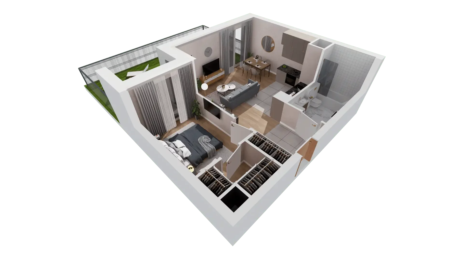 2 pokoje, mieszkanie 47,10 m², parter, oferta nr 1A.0.05, Francuska Park VIIIB, Katowice, Osiedle Paderewskiego-Muchowiec, Muchowiec, ul. Szybowcowa