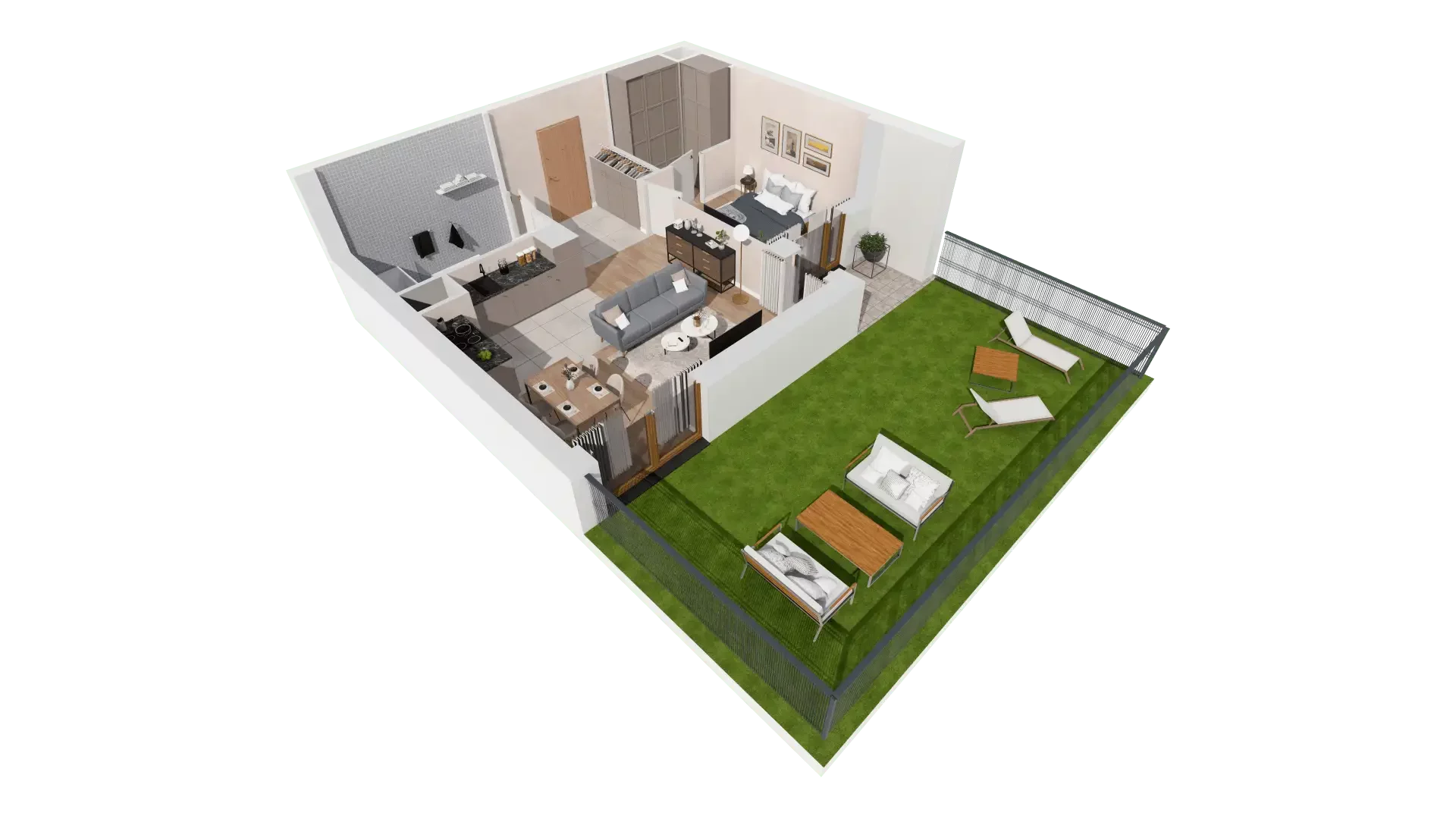 2 pokoje, mieszkanie 47,10 m², parter, oferta nr 1A.0.05, Francuska Park VIIIB, Katowice, Osiedle Paderewskiego-Muchowiec, Muchowiec, ul. Szybowcowa