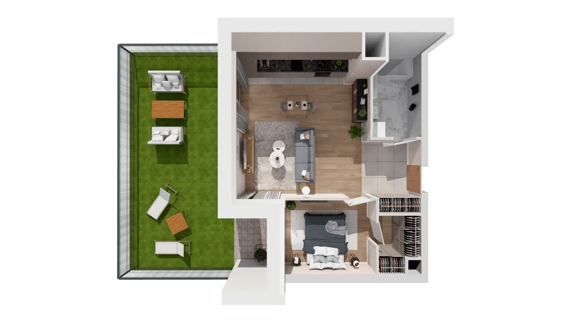 2 pokoje, mieszkanie 47,76 m², parter, oferta nr 1A.0.07, Francuska Park VIIIB, Katowice, Osiedle Paderewskiego-Muchowiec, Muchowiec, ul. Szybowcowa