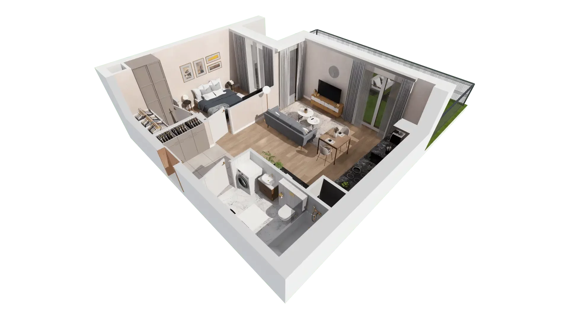 2 pokoje, mieszkanie 47,76 m², parter, oferta nr 1A.0.07, Francuska Park VIIIB, Katowice, Osiedle Paderewskiego-Muchowiec, Muchowiec, ul. Szybowcowa