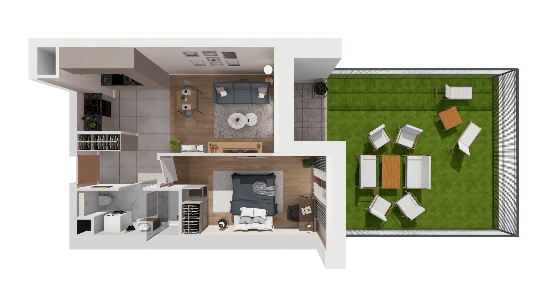 2 pokoje, mieszkanie 41,86 m², parter, oferta nr 1A.0.09, Francuska Park VIIIB, Katowice, Osiedle Paderewskiego-Muchowiec, Muchowiec, ul. Szybowcowa