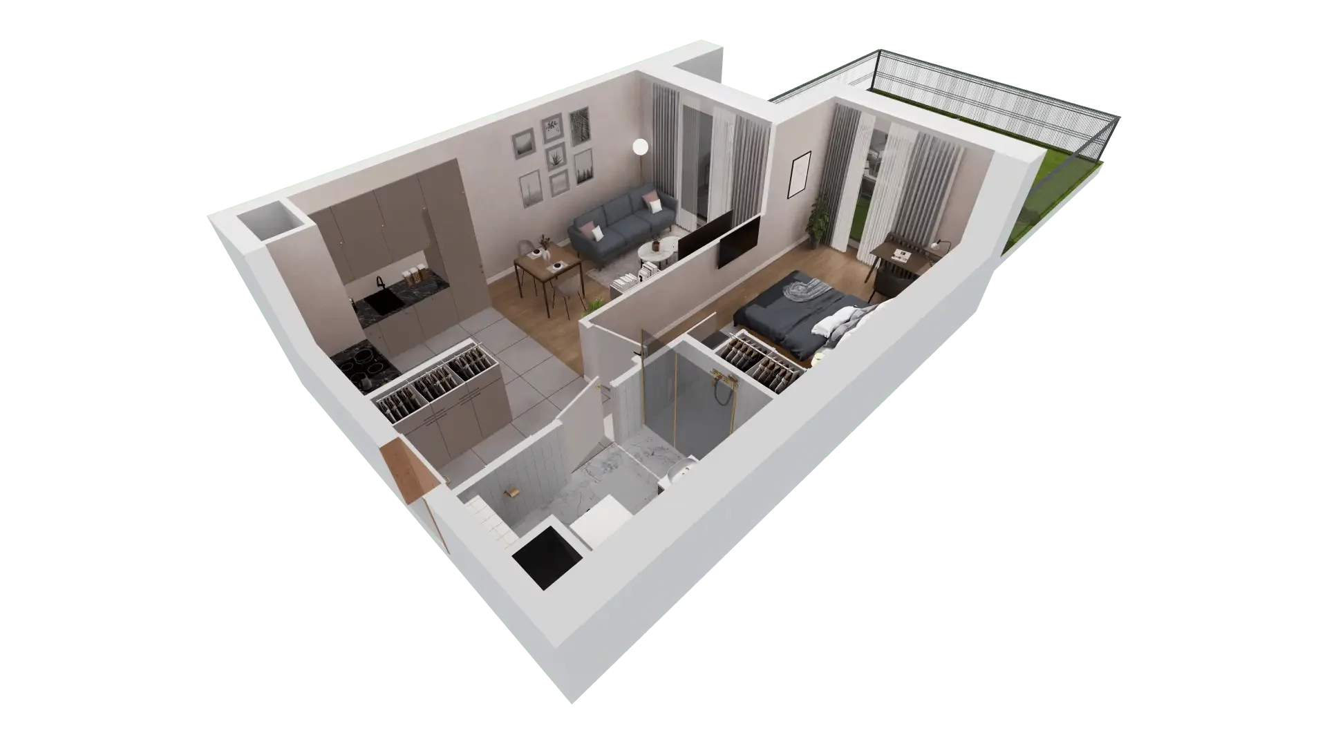 2 pokoje, mieszkanie 41,86 m², parter, oferta nr 1A.0.09, Francuska Park VIIIB, Katowice, Osiedle Paderewskiego-Muchowiec, Muchowiec, ul. Szybowcowa
