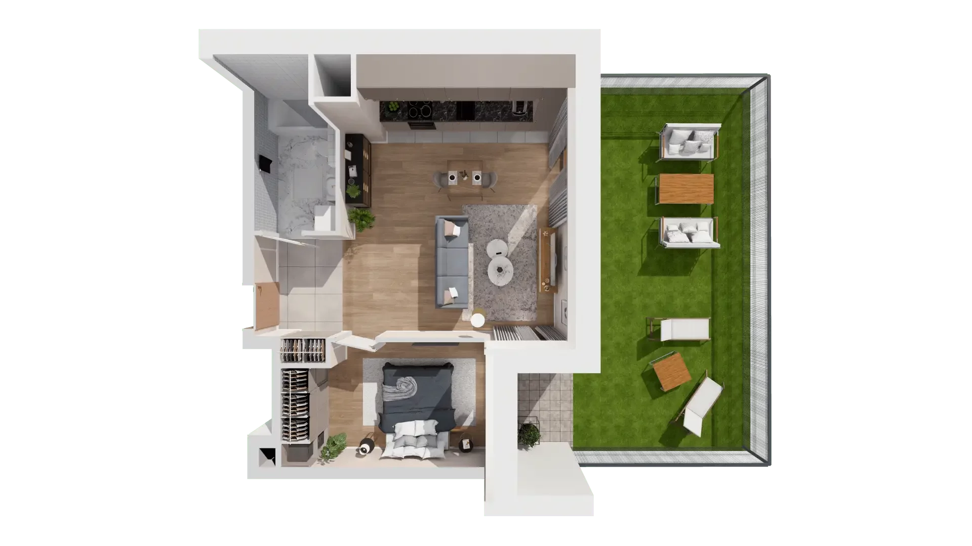 2 pokoje, mieszkanie 46,85 m², parter, oferta nr 1B.0.88, Francuska Park VIIIB, Katowice, Osiedle Paderewskiego-Muchowiec, Muchowiec, ul. Szybowcowa