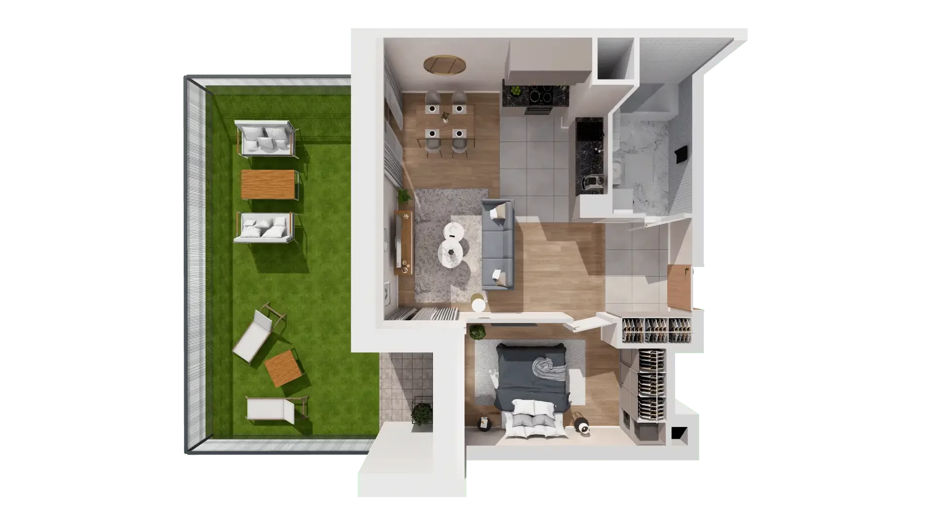 2 pokoje, mieszkanie 46,65 m², parter, oferta nr 1B.0.89, Francuska Park VIIIB, Katowice, Osiedle Paderewskiego-Muchowiec, Muchowiec, ul. Szybowcowa