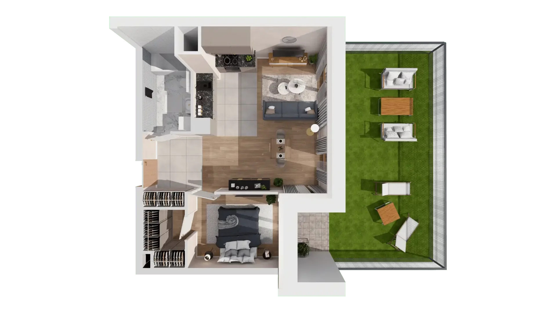 2 pokoje, mieszkanie 47,31 m², parter, oferta nr 1B.0.90, Francuska Park VIIIB, Katowice, Osiedle Paderewskiego-Muchowiec, Muchowiec, ul. Szybowcowa