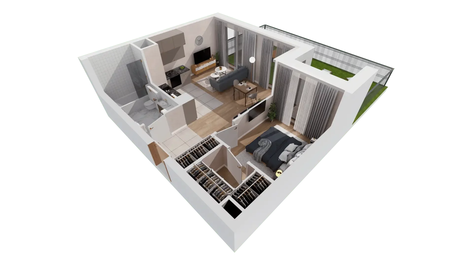 2 pokoje, mieszkanie 47,31 m², parter, oferta nr 1B.0.90, Francuska Park VIIIB, Katowice, Osiedle Paderewskiego-Muchowiec, Muchowiec, ul. Szybowcowa