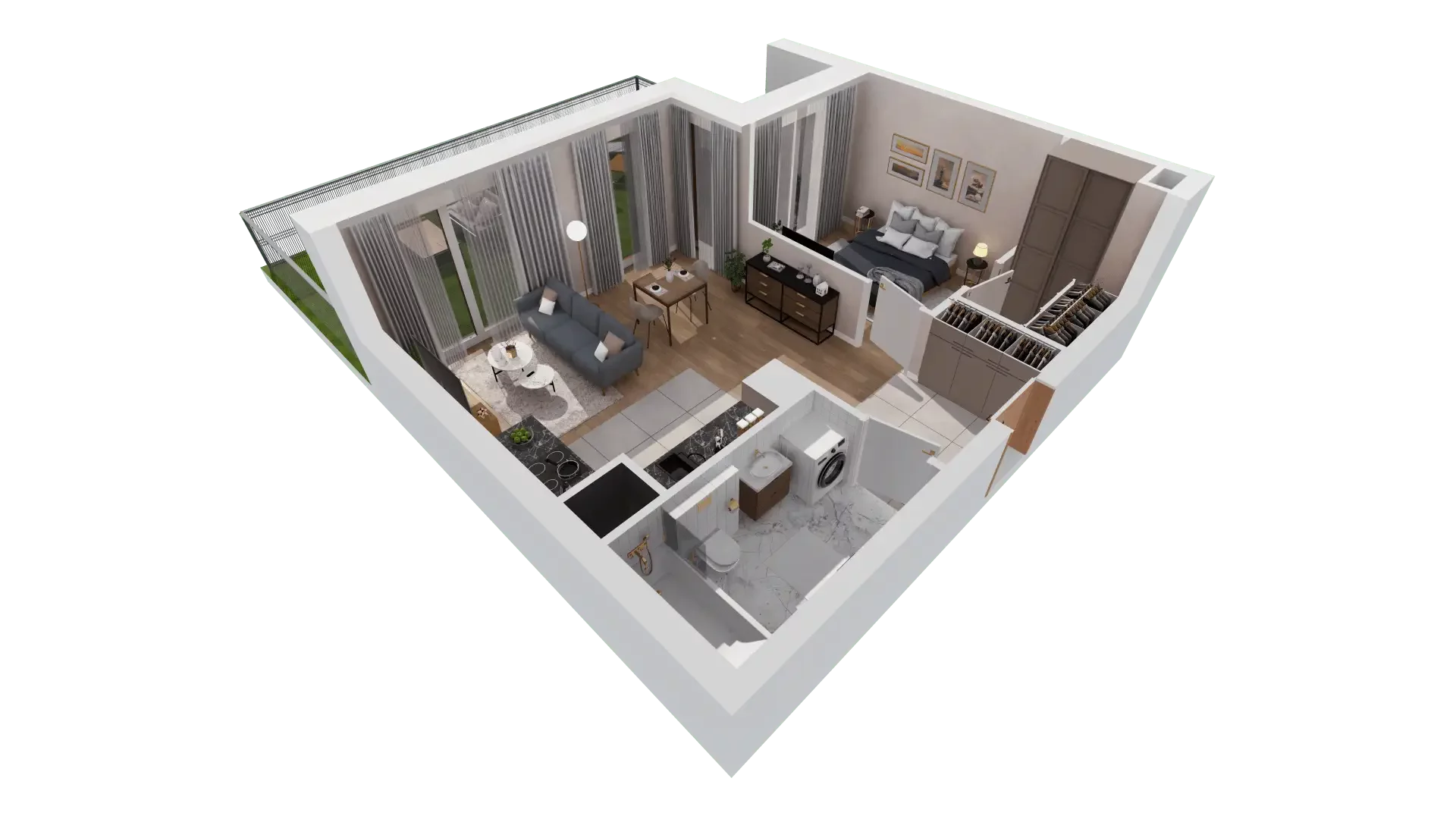 2 pokoje, mieszkanie 47,31 m², parter, oferta nr 1B.0.90, Francuska Park VIIIB, Katowice, Osiedle Paderewskiego-Muchowiec, Muchowiec, ul. Szybowcowa