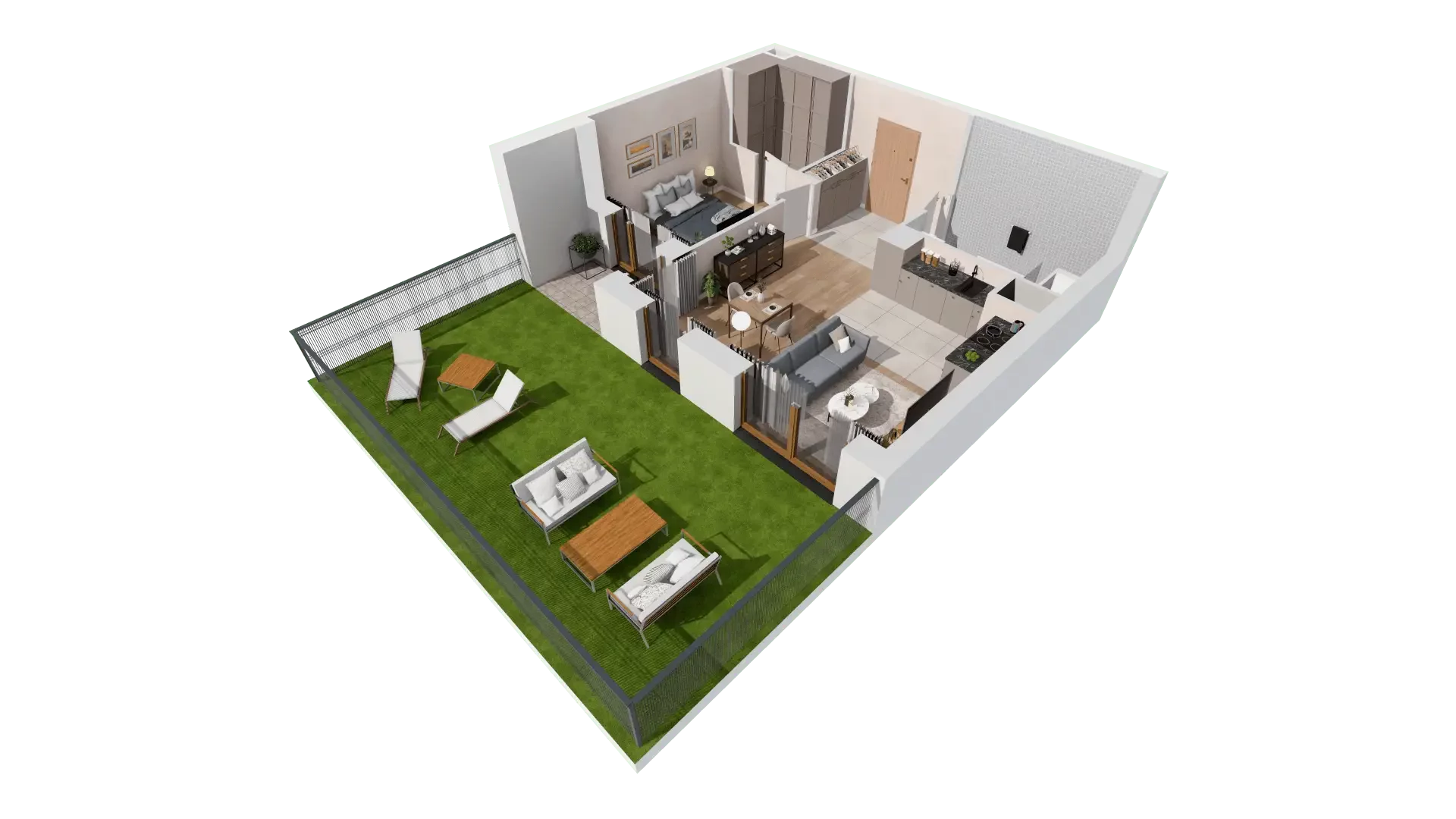 2 pokoje, mieszkanie 47,31 m², parter, oferta nr 1B.0.90, Francuska Park VIIIB, Katowice, Osiedle Paderewskiego-Muchowiec, Muchowiec, ul. Szybowcowa