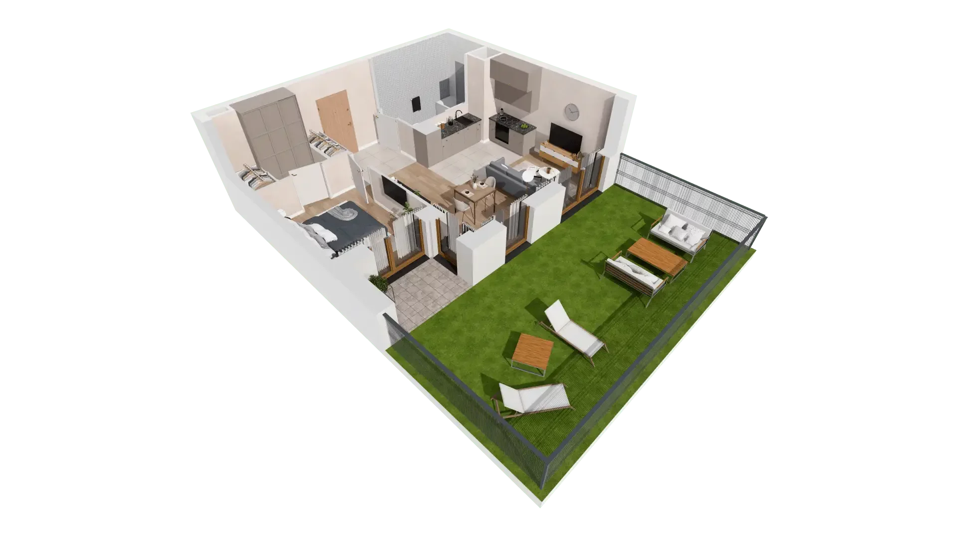 2 pokoje, mieszkanie 47,31 m², parter, oferta nr 1B.0.90, Francuska Park VIIIB, Katowice, Osiedle Paderewskiego-Muchowiec, Muchowiec, ul. Szybowcowa