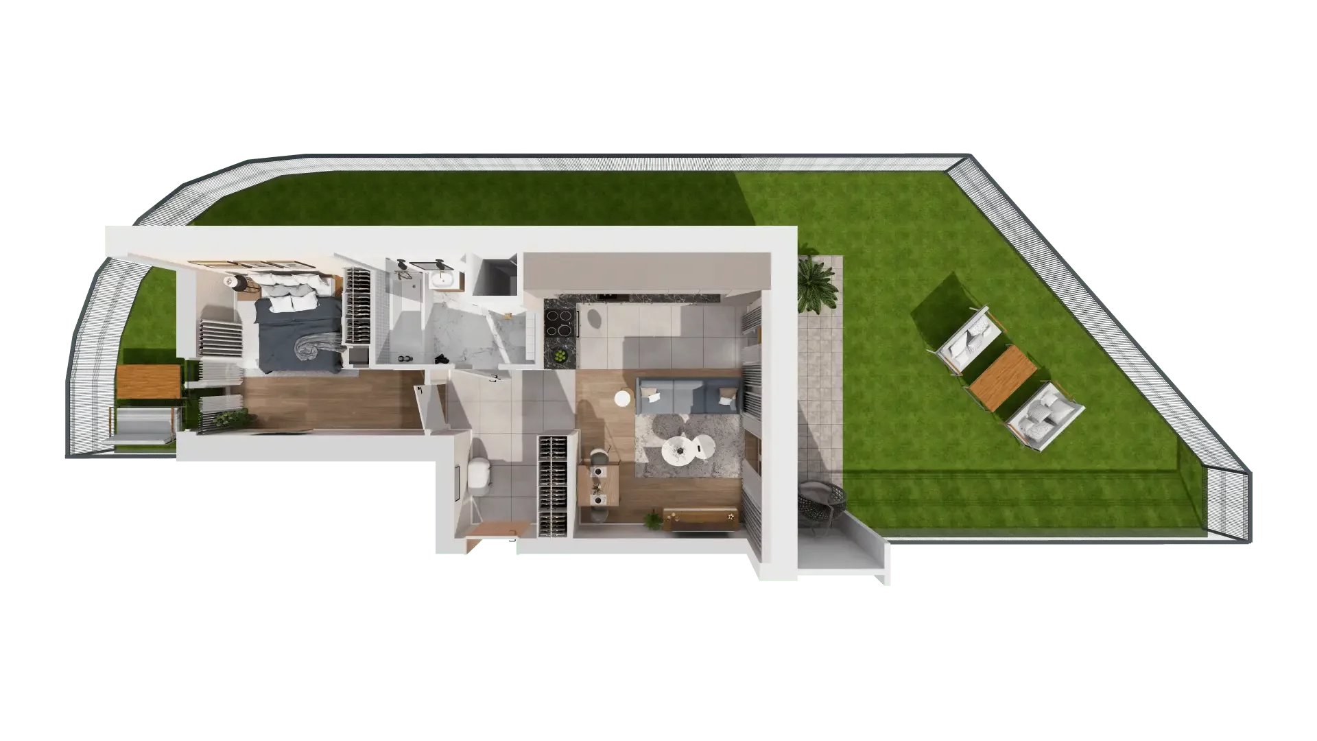 2 pokoje, mieszkanie 43,02 m², parter, oferta nr 1D.0.171, Francuska Park VIIIB, Katowice, Osiedle Paderewskiego-Muchowiec, Muchowiec, ul. Szybowcowa