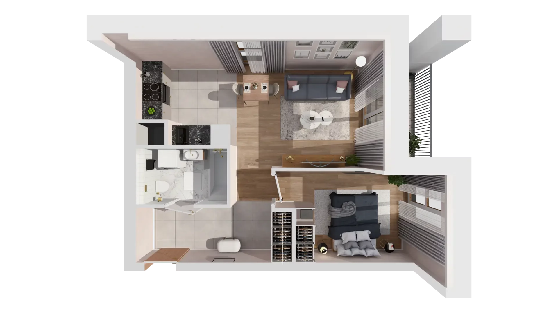 2 pokoje, mieszkanie 44,46 m², piętro 1, oferta nr 1A.1.12, Francuska Park VIIIB, Katowice, Osiedle Paderewskiego-Muchowiec, Muchowiec, ul. Szybowcowa