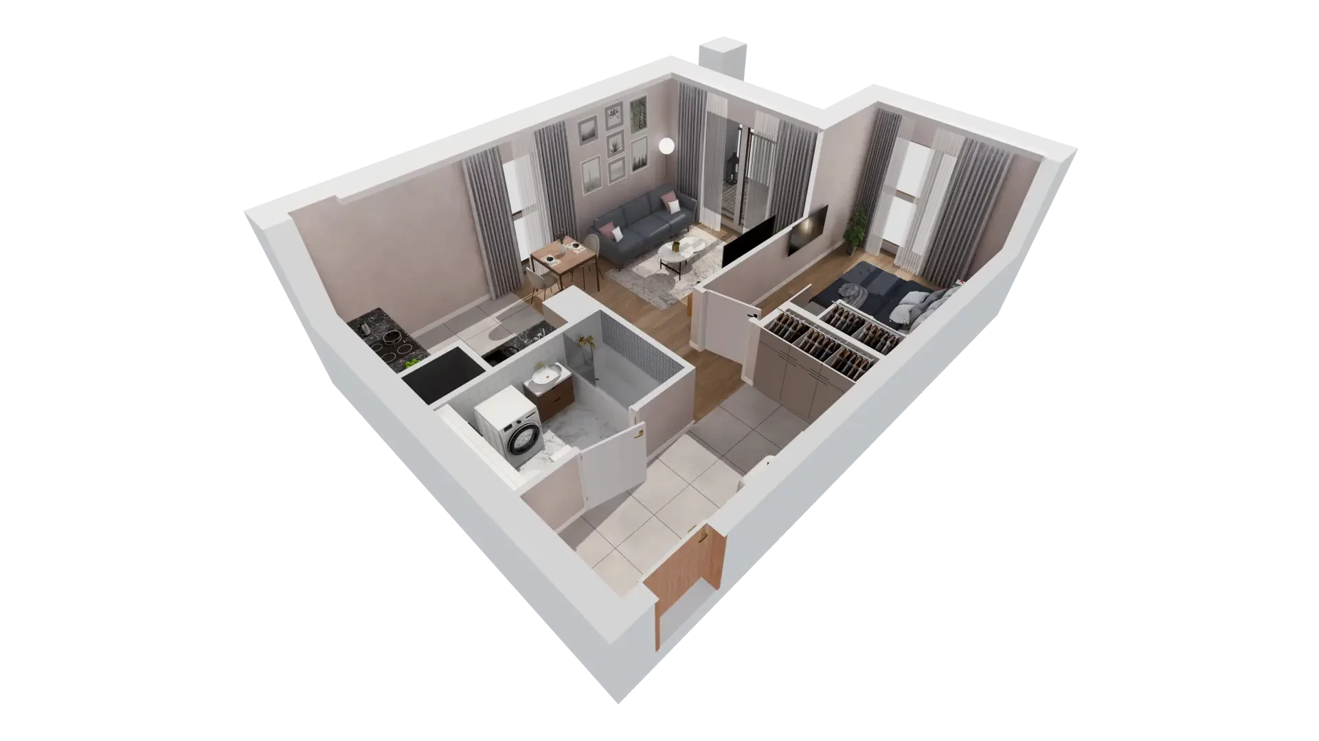 2 pokoje, mieszkanie 44,46 m², piętro 1, oferta nr 1A.1.12, Francuska Park VIIIB, Katowice, Osiedle Paderewskiego-Muchowiec, Muchowiec, ul. Szybowcowa