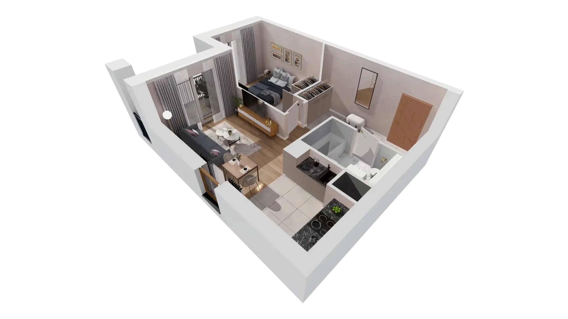 2 pokoje, mieszkanie 44,46 m², piętro 1, oferta nr 1A.1.12, Francuska Park VIIIB, Katowice, Osiedle Paderewskiego-Muchowiec, Muchowiec, ul. Szybowcowa