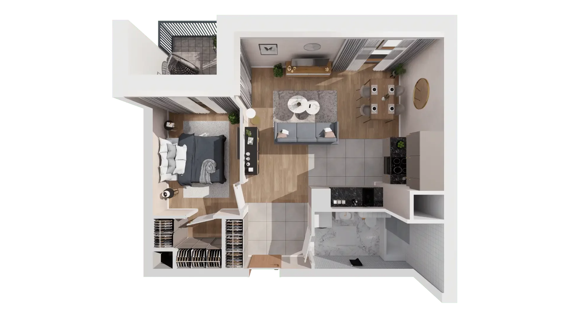 2 pokoje, mieszkanie 47,10 m², piętro 1, oferta nr 1A.1.14, Francuska Park VIIIB, Katowice, Osiedle Paderewskiego-Muchowiec, Muchowiec, ul. Szybowcowa