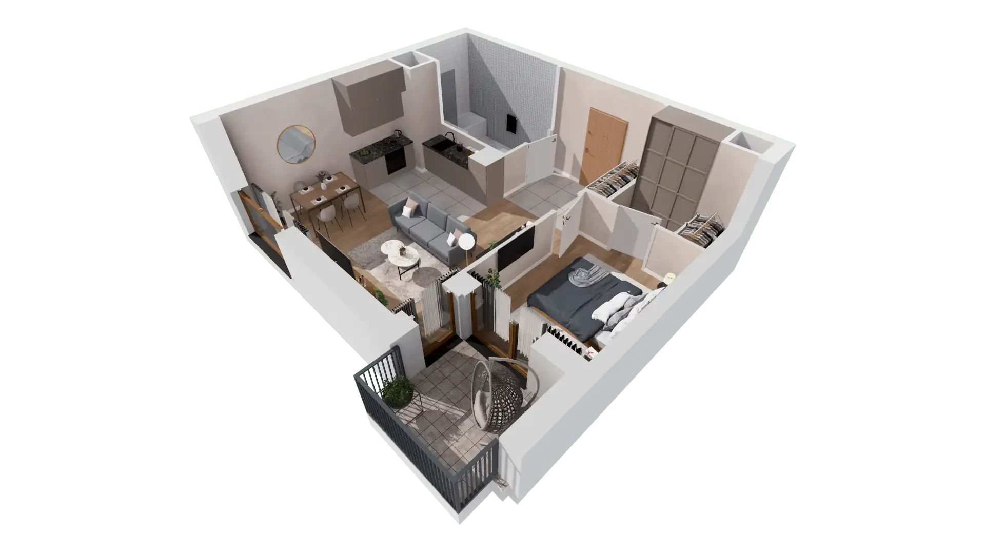 2 pokoje, mieszkanie 47,10 m², piętro 1, oferta nr 1A.1.14, Francuska Park VIIIB, Katowice, Osiedle Paderewskiego-Muchowiec, Muchowiec, ul. Szybowcowa