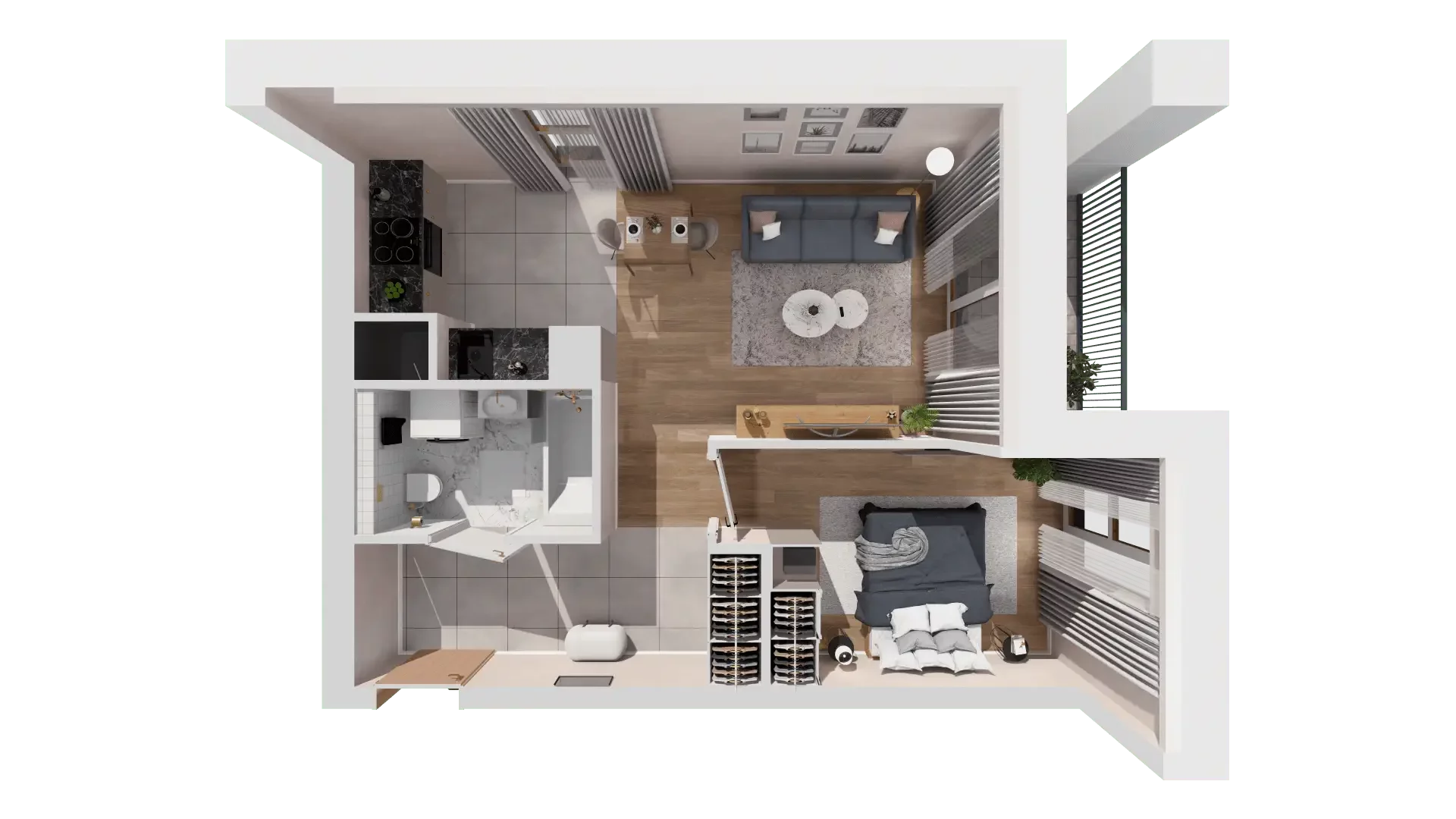 2 pokoje, mieszkanie 44,46 m², piętro 2, oferta nr 1A.2.21, Francuska Park VIIIB, Katowice, Osiedle Paderewskiego-Muchowiec, Muchowiec, ul. Szybowcowa