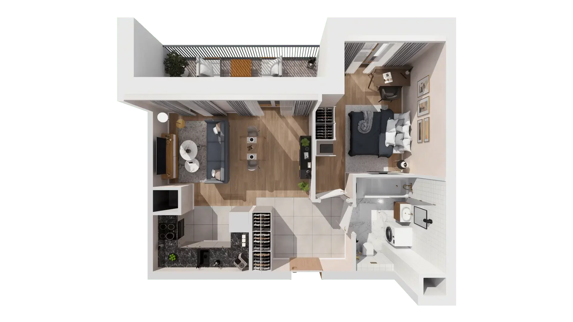 2 pokoje, mieszkanie 42,96 m², piętro 2, oferta nr 1A.2.22, Francuska Park VIIIB, Katowice, Osiedle Paderewskiego-Muchowiec, Muchowiec, ul. Szybowcowa