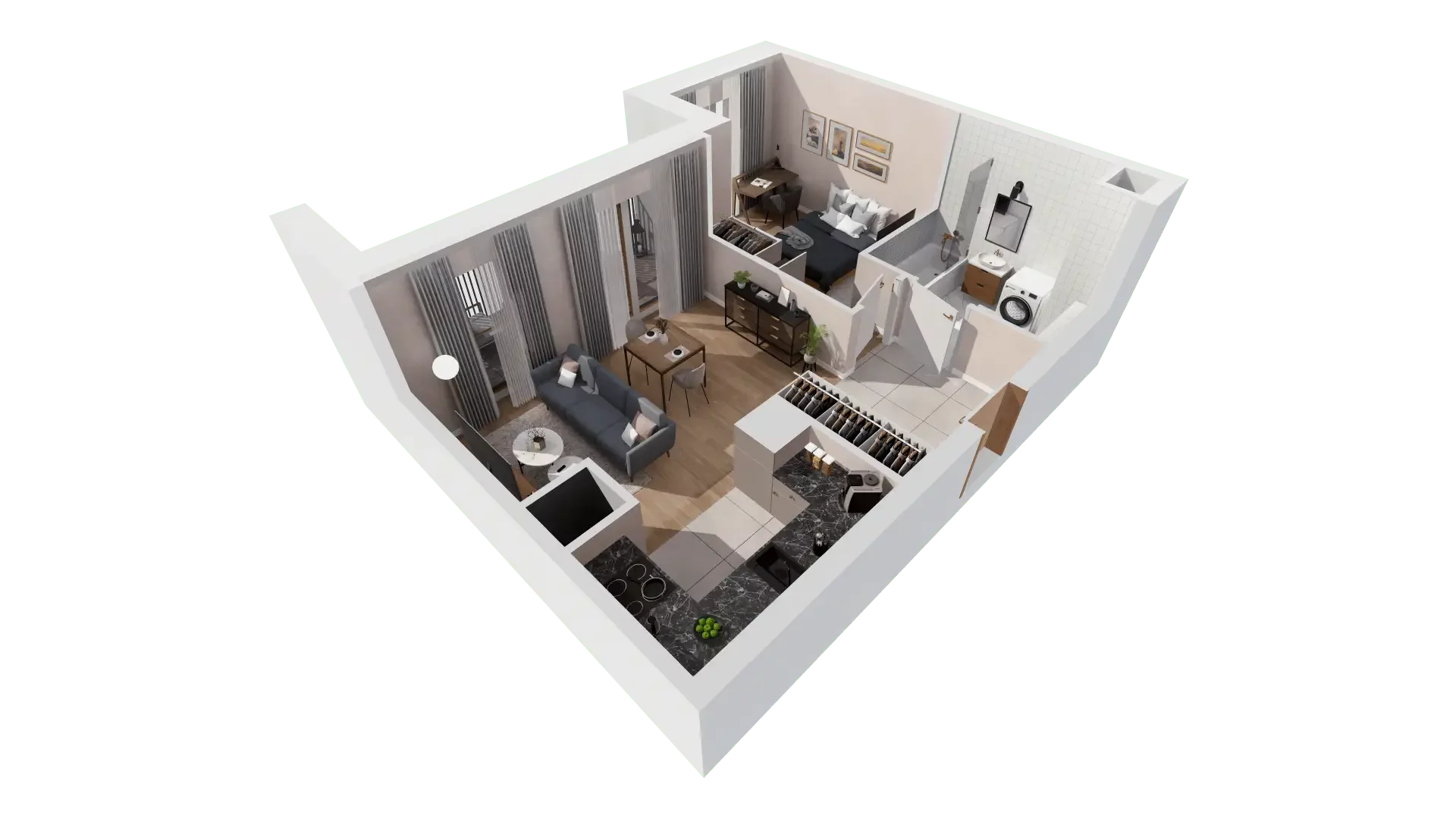 2 pokoje, mieszkanie 42,96 m², piętro 2, oferta nr 1A.2.22, Francuska Park VIIIB, Katowice, Osiedle Paderewskiego-Muchowiec, Muchowiec, ul. Szybowcowa
