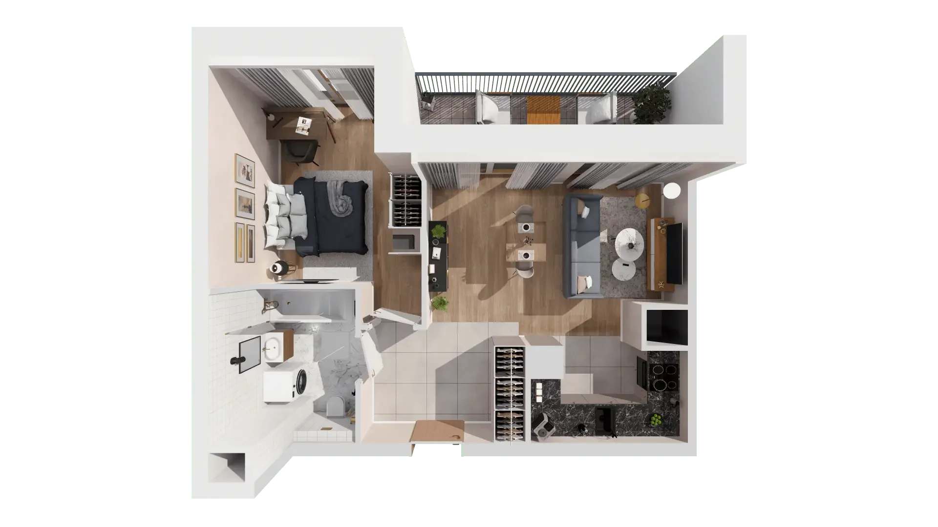 2 pokoje, mieszkanie 42,96 m², piętro 2, oferta nr 1A.2.23, Francuska Park VIIIB, Katowice, Osiedle Paderewskiego-Muchowiec, Muchowiec, ul. Szybowcowa