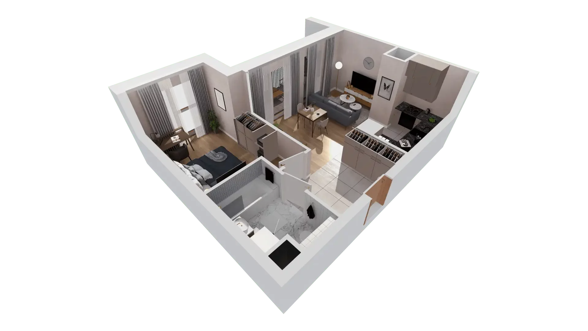 2 pokoje, mieszkanie 42,96 m², piętro 2, oferta nr 1A.2.23, Francuska Park VIIIB, Katowice, Osiedle Paderewskiego-Muchowiec, Muchowiec, ul. Szybowcowa
