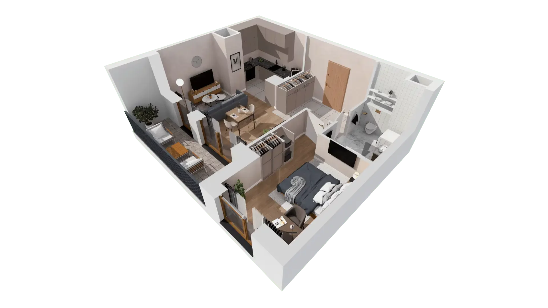 2 pokoje, mieszkanie 42,96 m², piętro 2, oferta nr 1A.2.23, Francuska Park VIIIB, Katowice, Osiedle Paderewskiego-Muchowiec, Muchowiec, ul. Szybowcowa