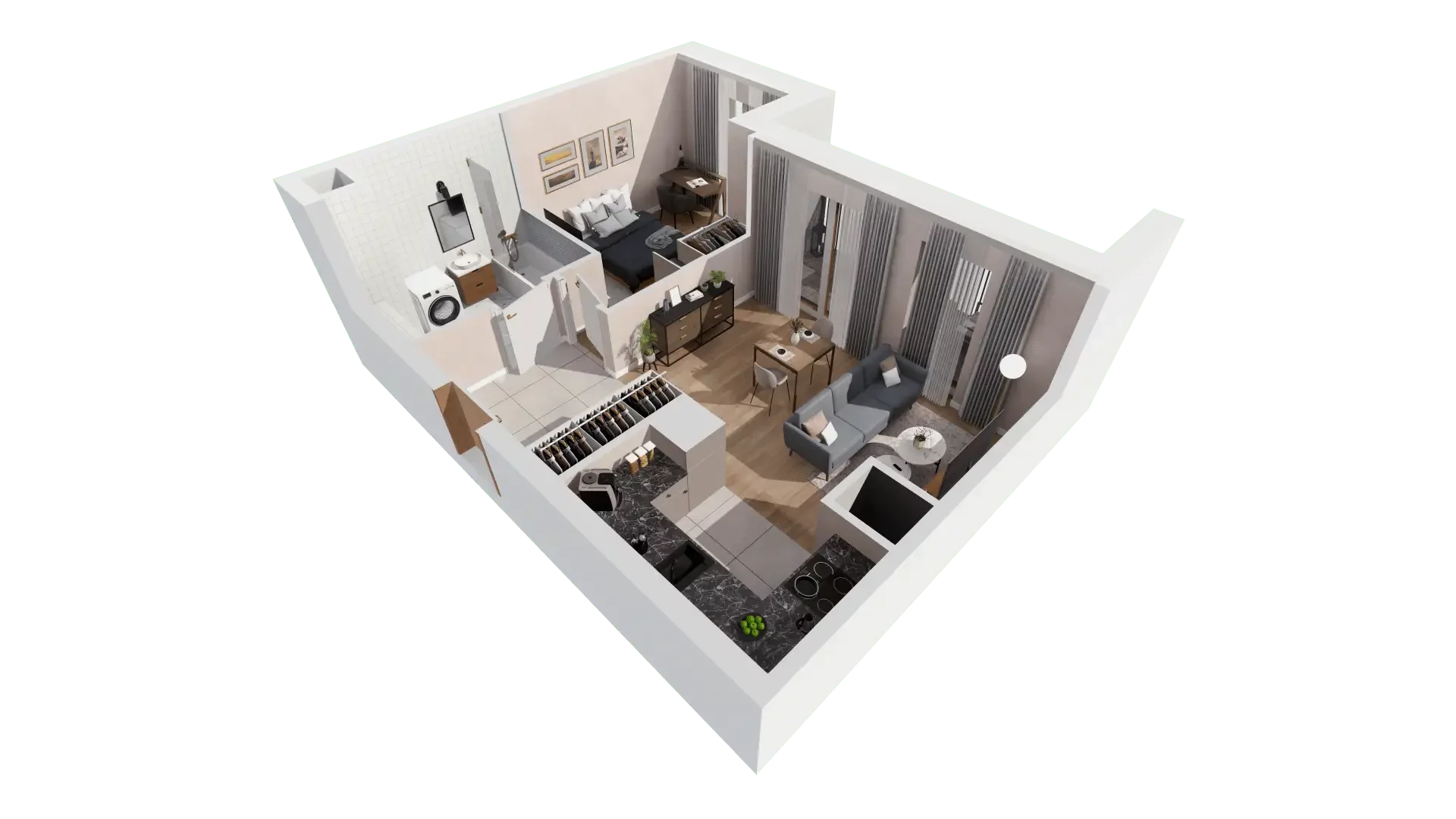 2 pokoje, mieszkanie 42,96 m², piętro 2, oferta nr 1A.2.23, Francuska Park VIIIB, Katowice, Osiedle Paderewskiego-Muchowiec, Muchowiec, ul. Szybowcowa