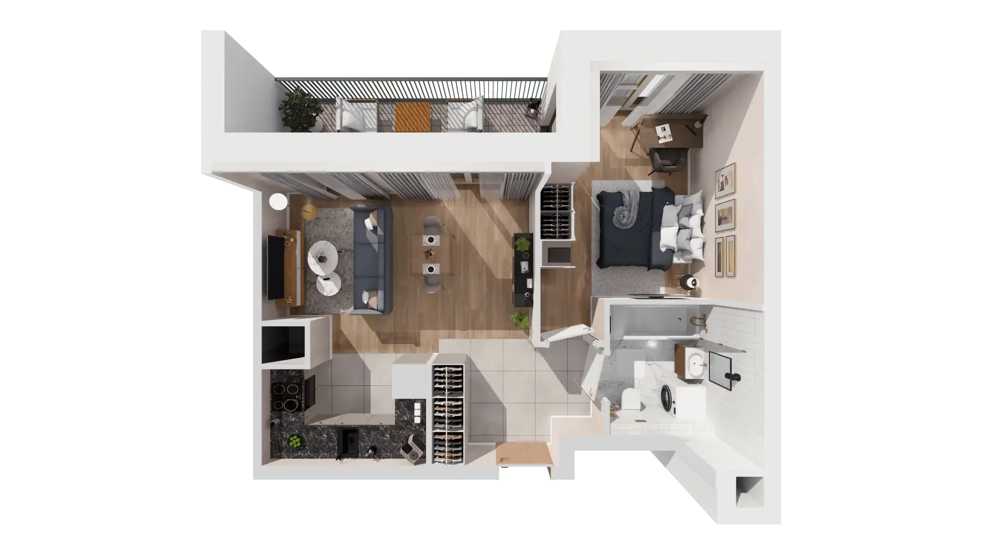 2 pokoje, mieszkanie 42,45 m², piętro 2, oferta nr 1B.2.100, Francuska Park VIIIB, Katowice, Osiedle Paderewskiego-Muchowiec, Muchowiec, ul. Szybowcowa