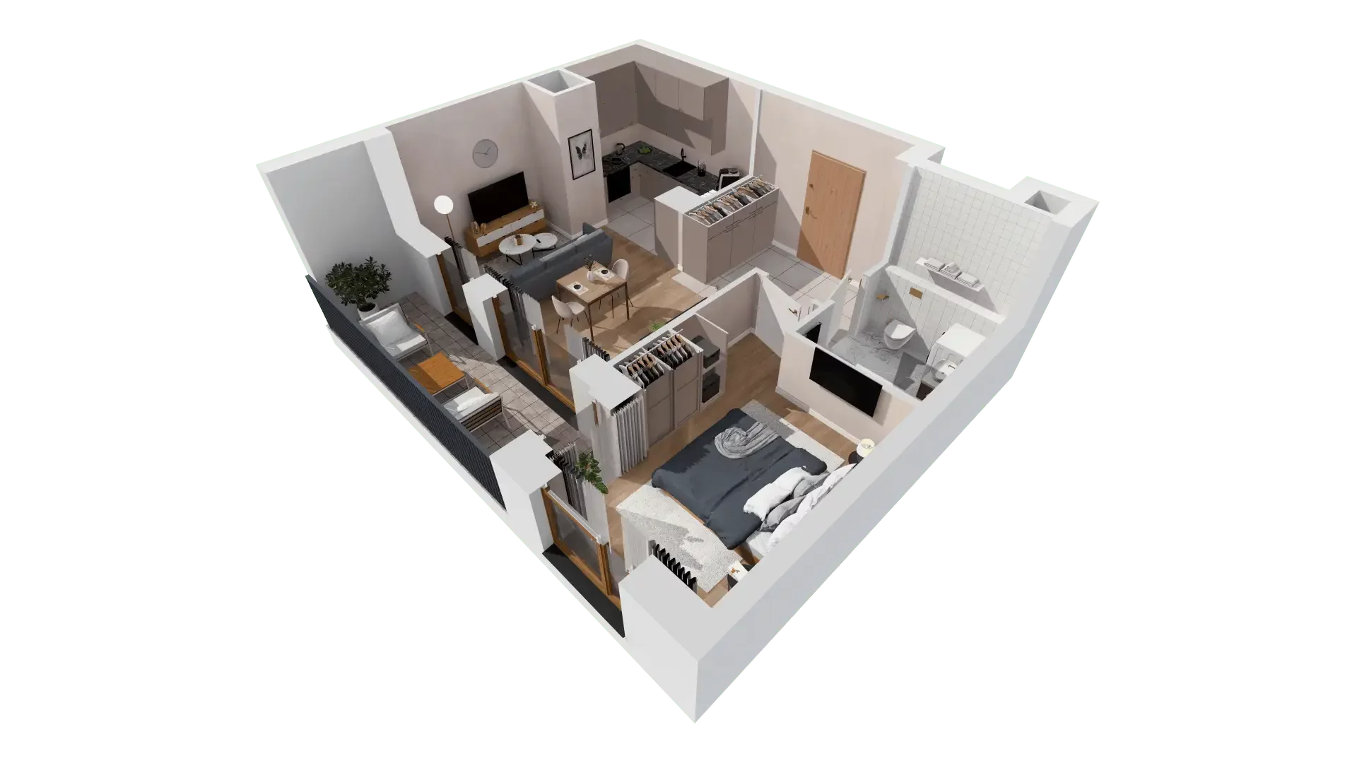 2 pokoje, mieszkanie 42,38 m², piętro 2, oferta nr 1B.2.101, Francuska Park VIIIB, Katowice, Osiedle Paderewskiego-Muchowiec, Muchowiec, ul. Szybowcowa