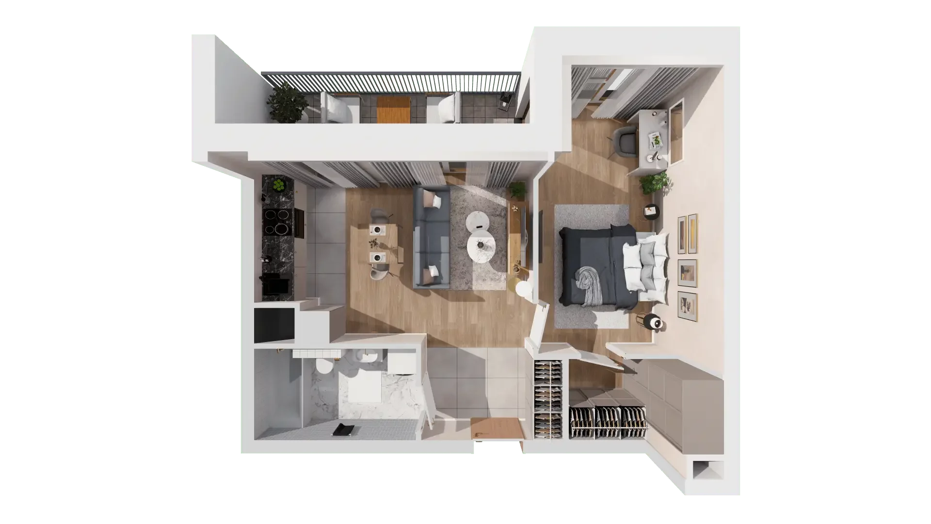 2 pokoje, mieszkanie 43,12 m², piętro 2, oferta nr 1B.2.102, Francuska Park VIIIB, Katowice, Osiedle Paderewskiego-Muchowiec, Muchowiec, ul. Szybowcowa