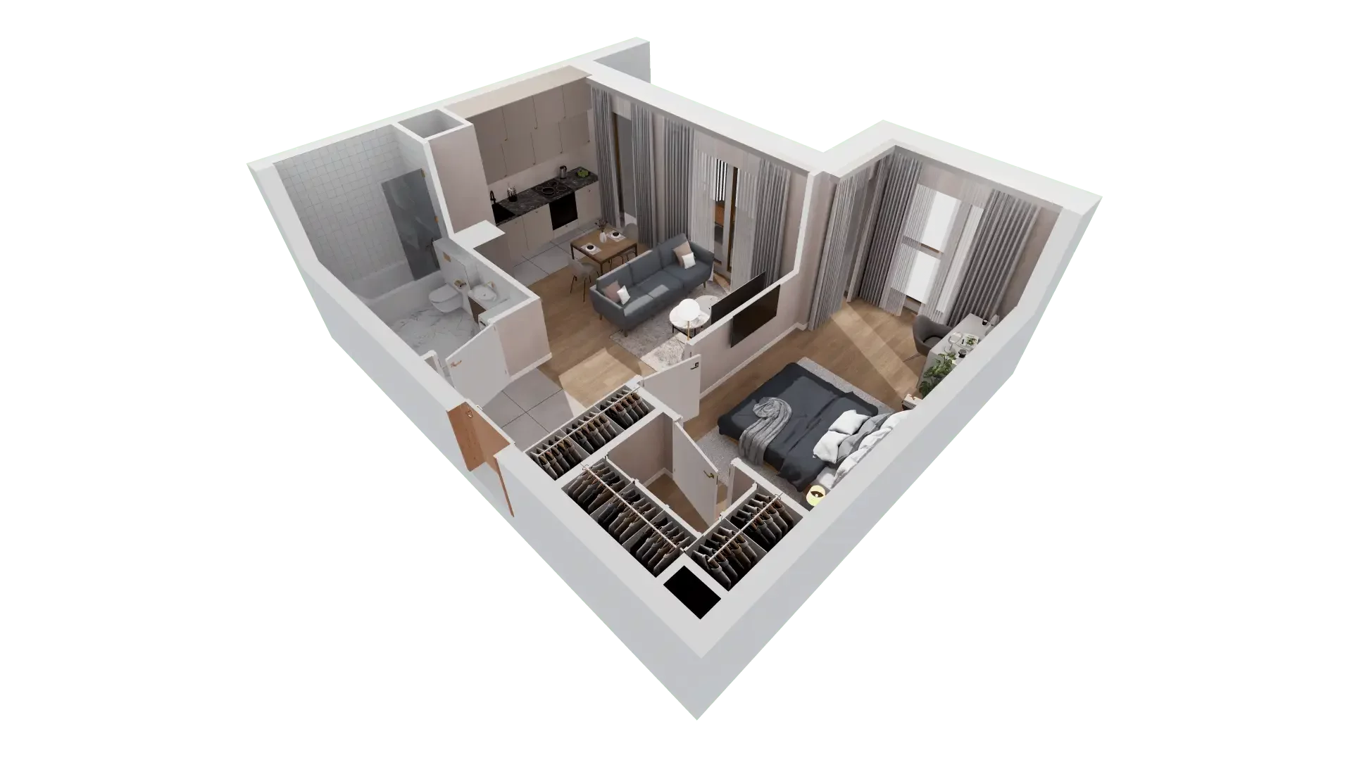 2 pokoje, mieszkanie 43,12 m², piętro 2, oferta nr 1B.2.102, Francuska Park VIIIB, Katowice, Osiedle Paderewskiego-Muchowiec, Muchowiec, ul. Szybowcowa