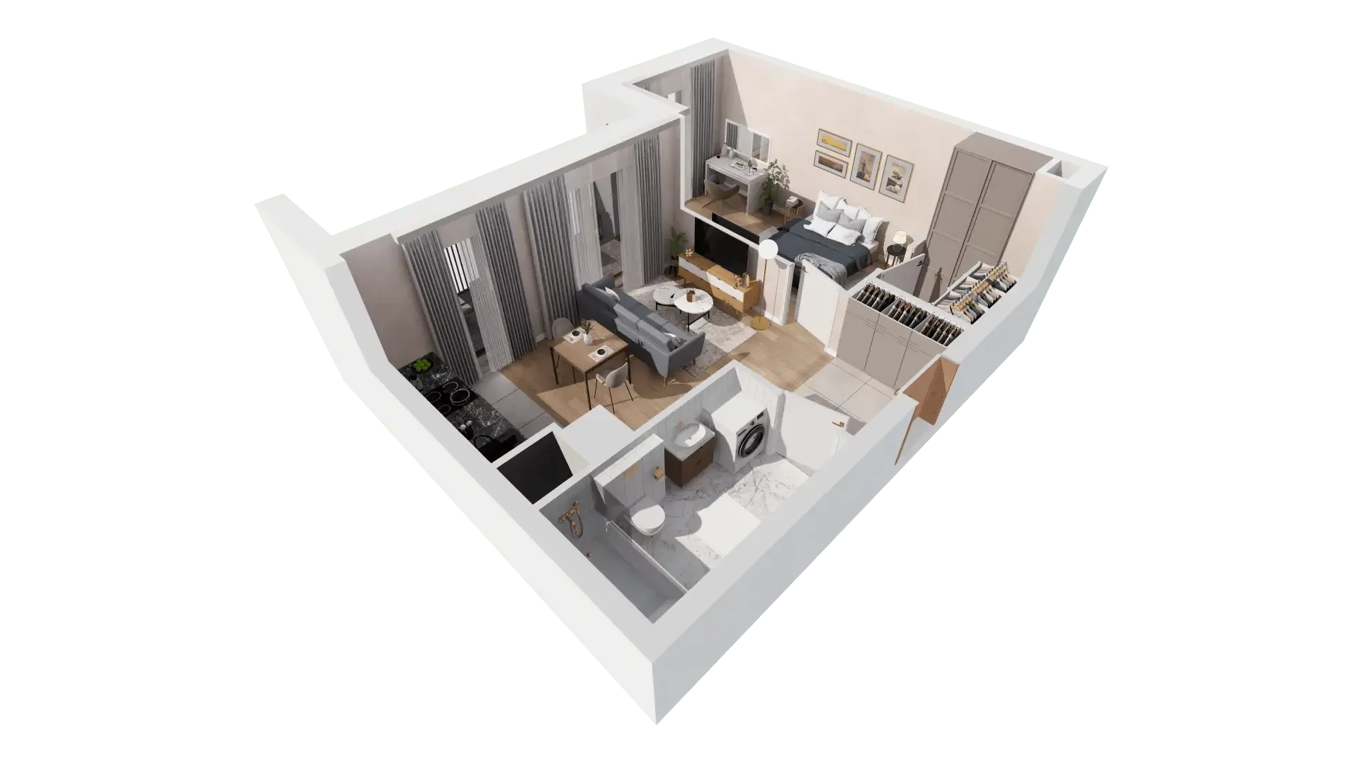 2 pokoje, mieszkanie 43,12 m², piętro 2, oferta nr 1B.2.102, Francuska Park VIIIB, Katowice, Osiedle Paderewskiego-Muchowiec, Muchowiec, ul. Szybowcowa