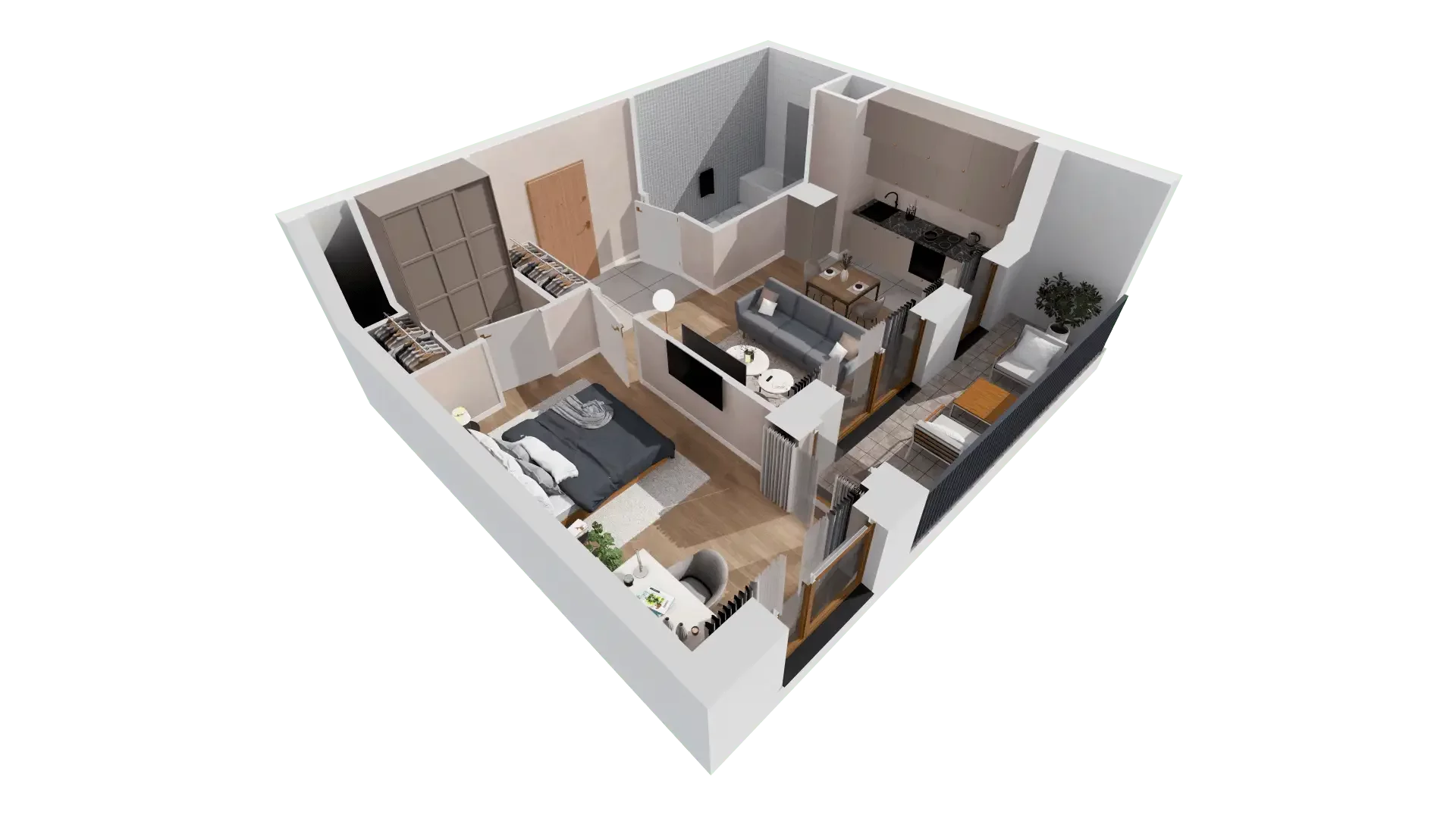 2 pokoje, mieszkanie 43,12 m², piętro 2, oferta nr 1B.2.102, Francuska Park VIIIB, Katowice, Osiedle Paderewskiego-Muchowiec, Muchowiec, ul. Szybowcowa