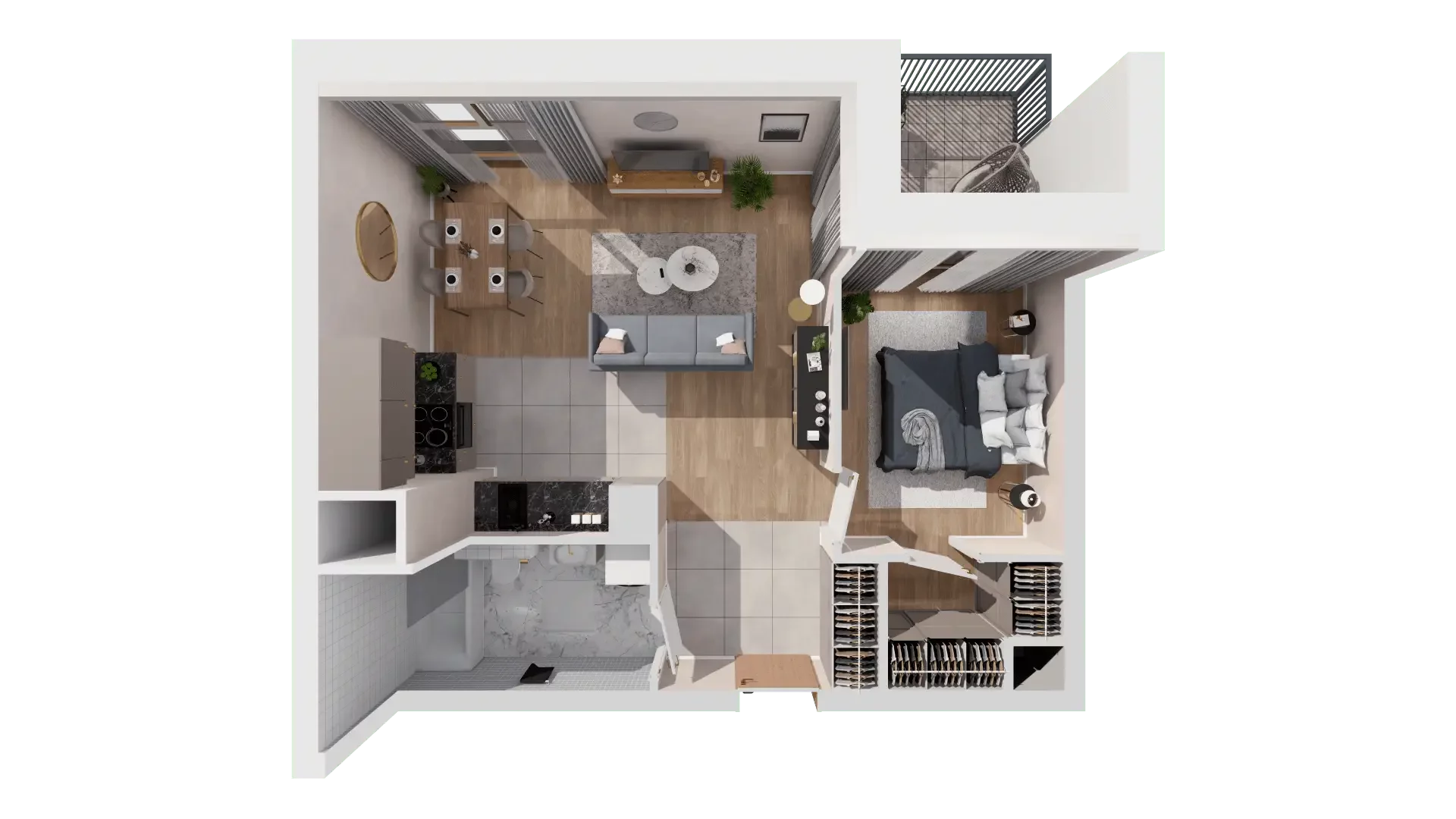2 pokoje, mieszkanie 47,10 m², piętro 3, oferta nr 1A.3.31, Francuska Park VIIIB, Katowice, Osiedle Paderewskiego-Muchowiec, Muchowiec, ul. Szybowcowa