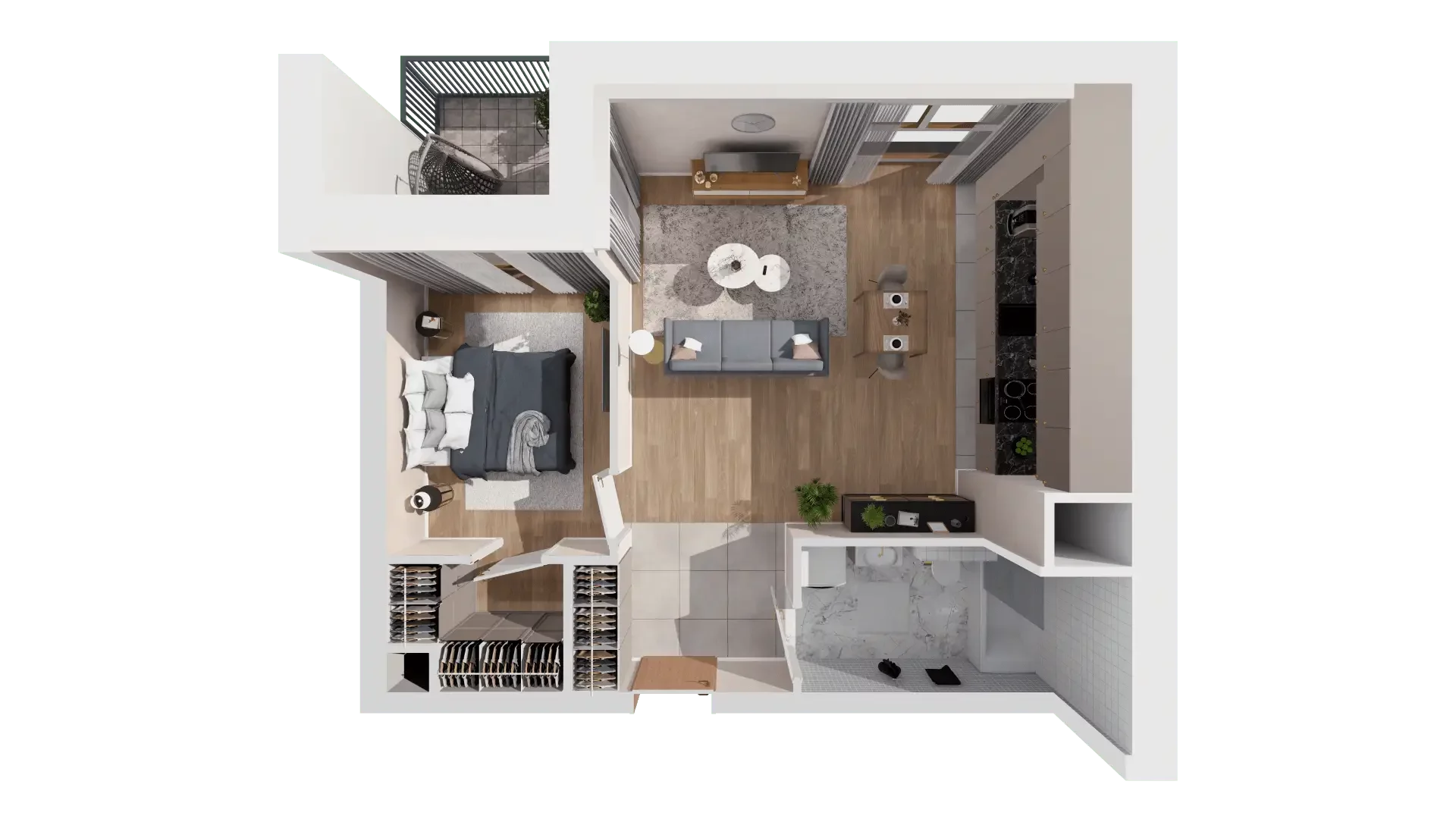 2 pokoje, mieszkanie 47,76 m², piętro 3, oferta nr 1A.3.34, Francuska Park VIIIB, Katowice, Osiedle Paderewskiego-Muchowiec, Muchowiec, ul. Szybowcowa