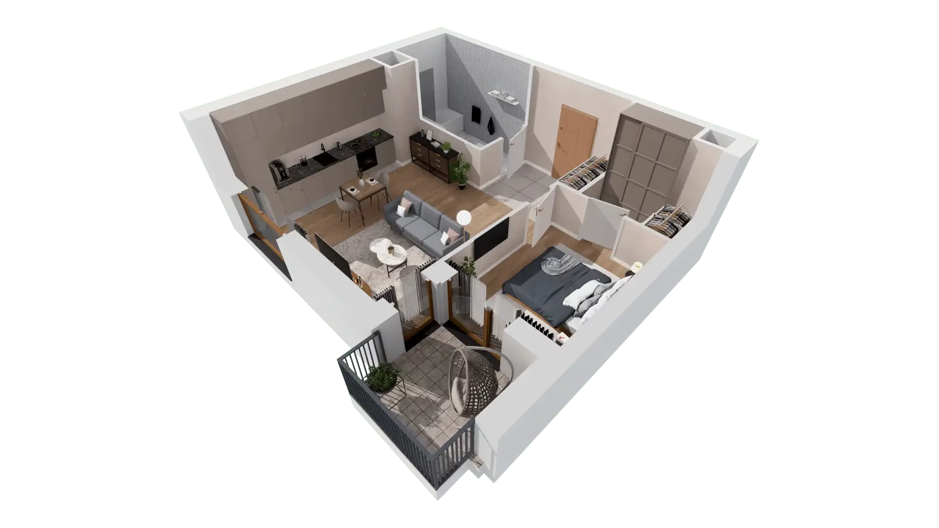 2 pokoje, mieszkanie 47,76 m², piętro 3, oferta nr 1A.3.34, Francuska Park VIIIB, Katowice, Osiedle Paderewskiego-Muchowiec, Muchowiec, ul. Szybowcowa